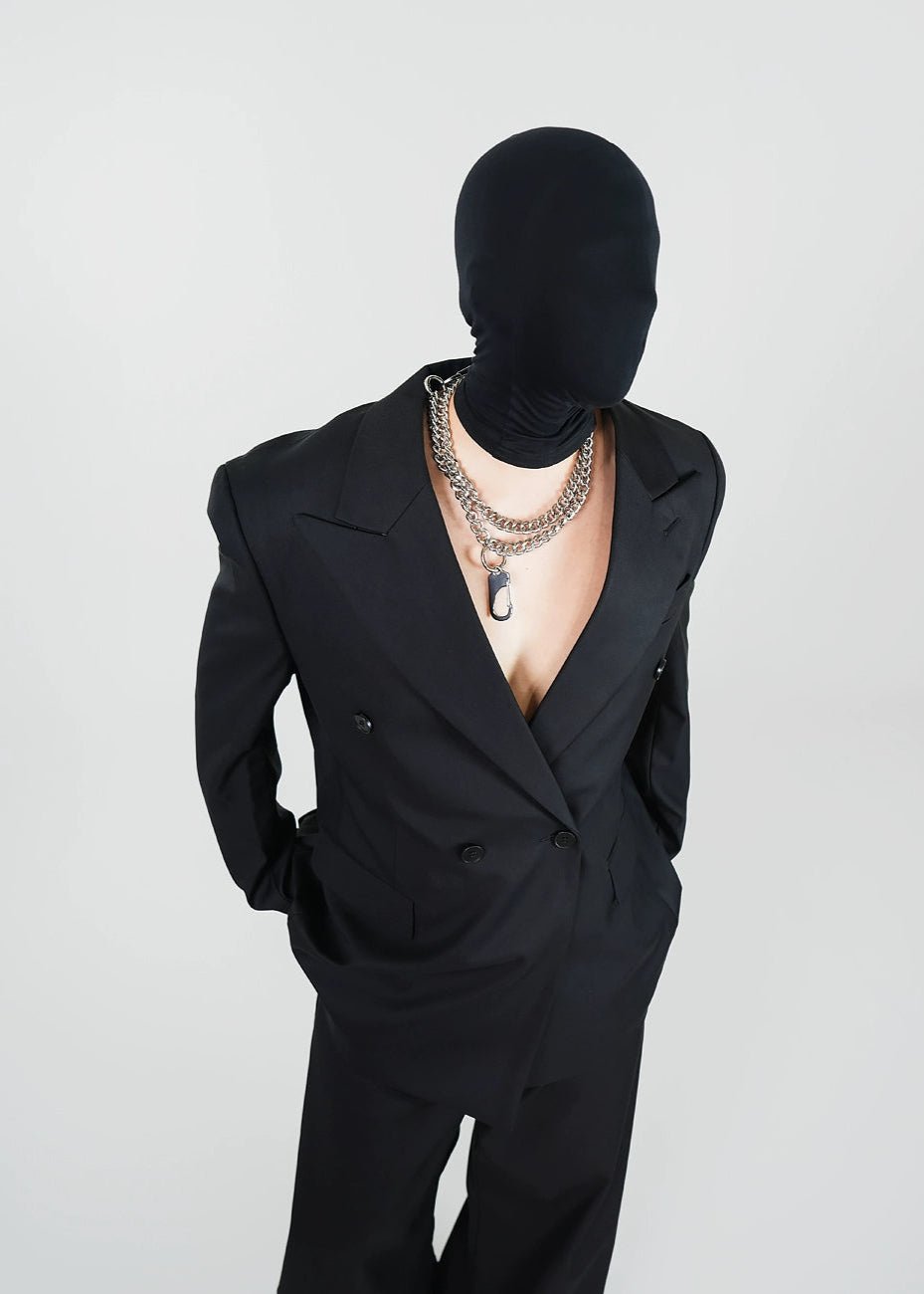 Double - Breasted Black Blazer in Structured Tailoring - Rick Circus