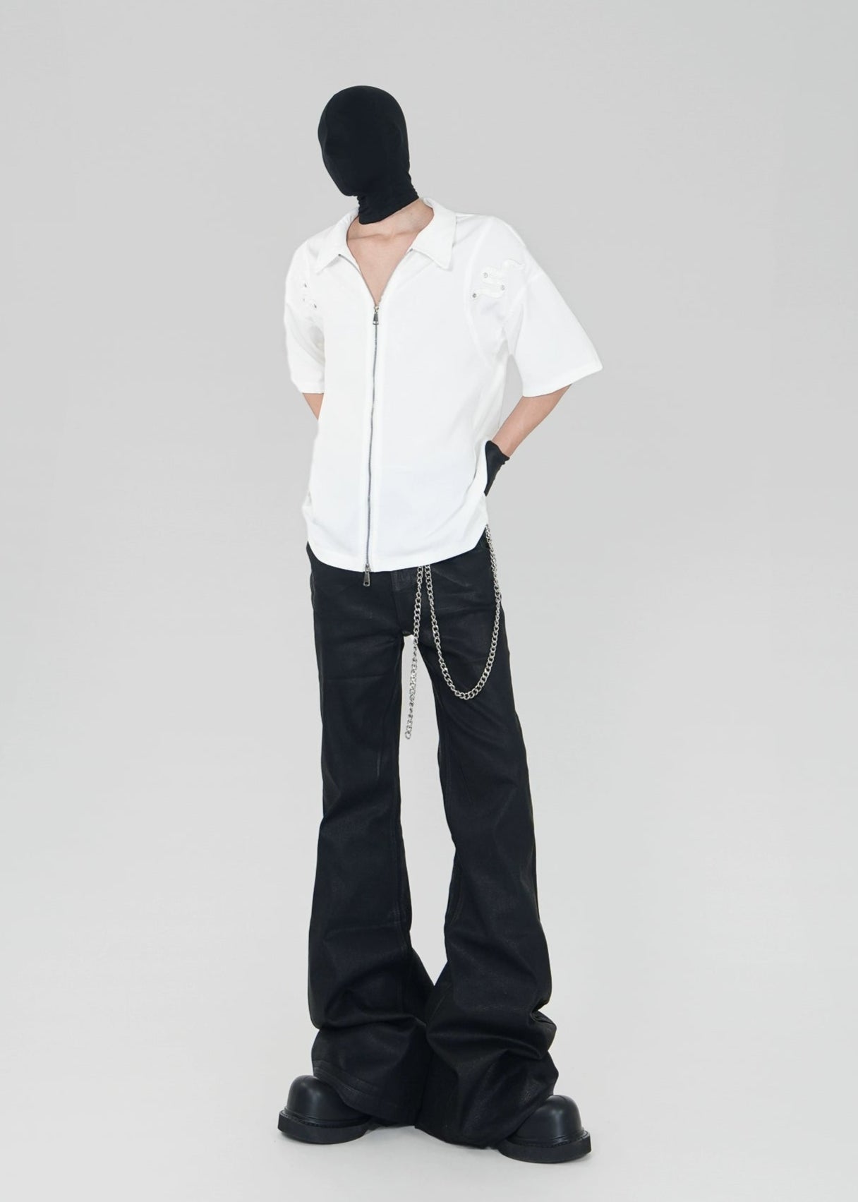 Double - Zip Snake Studded Short - Sleeve Shirt - Rick Circus