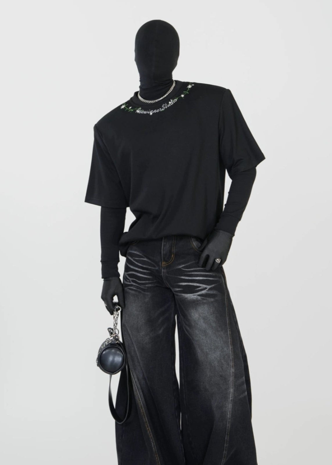 Embroidered Gothic Lettering Tee - Rick Circus