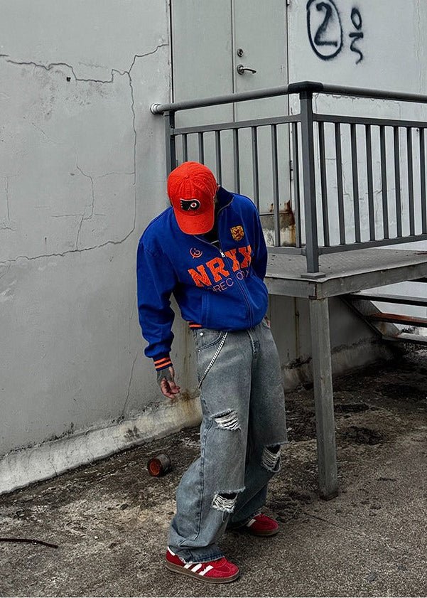 Embroidered Varsity Zip Jacket - Rick Circus