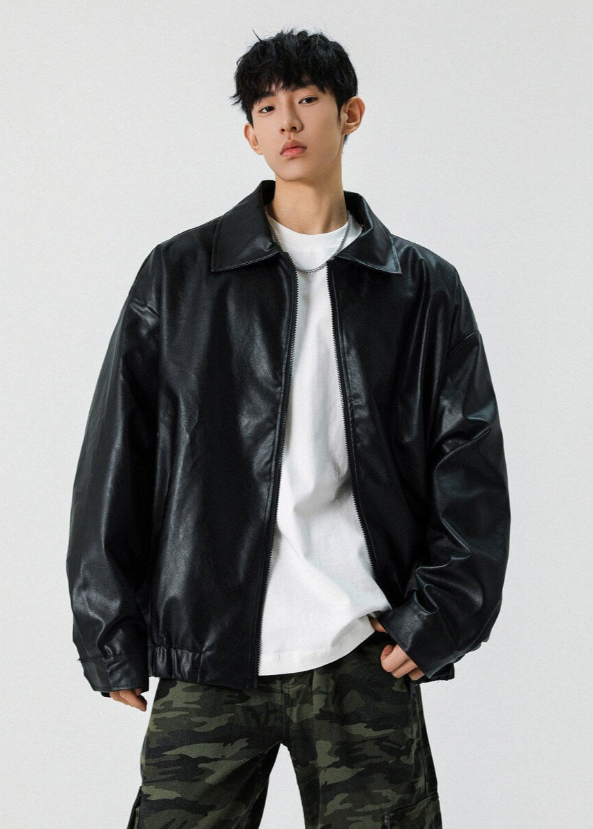 Faux Leather Zip - Up Jacket - Rick Circus