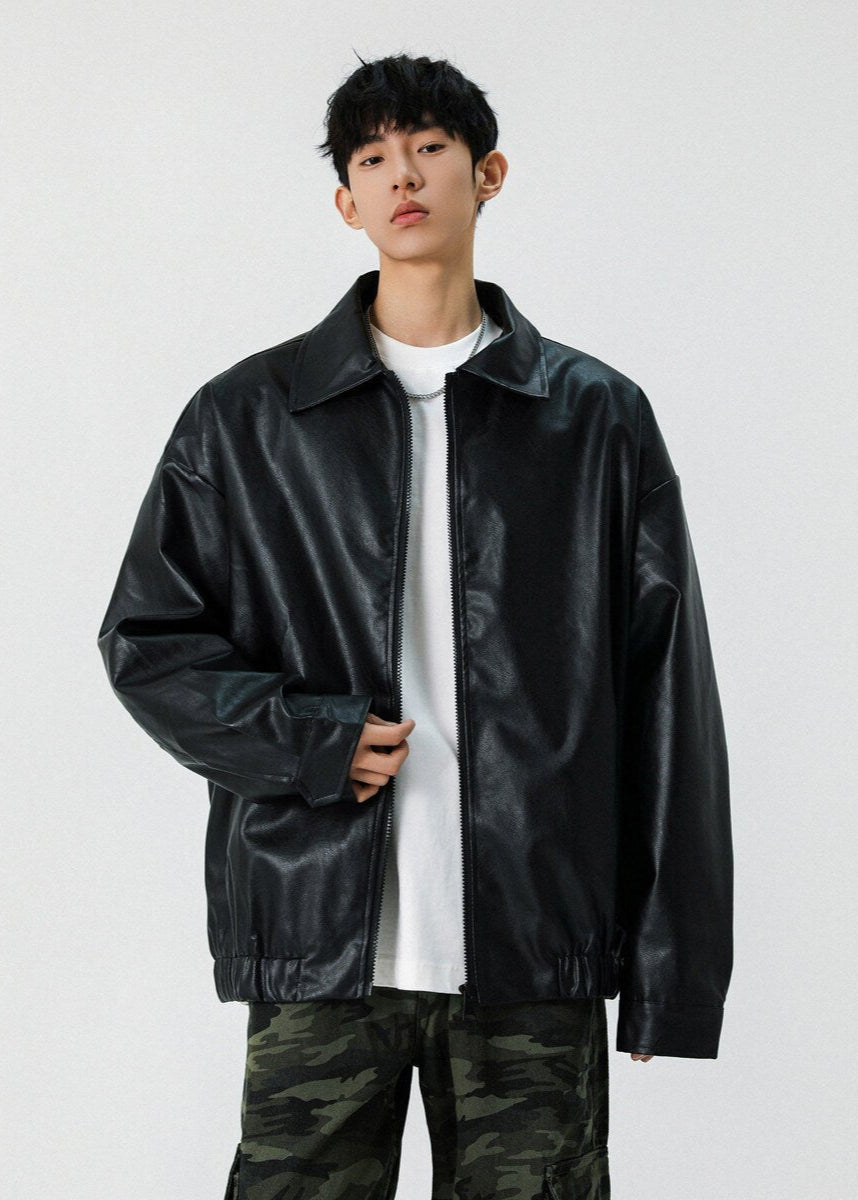 Faux Leather Zip - Up Jacket - Rick Circus