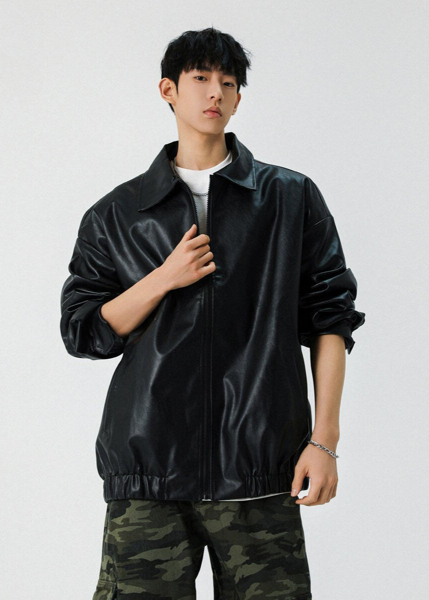 Faux Leather Zip - Up Jacket - Rick Circus