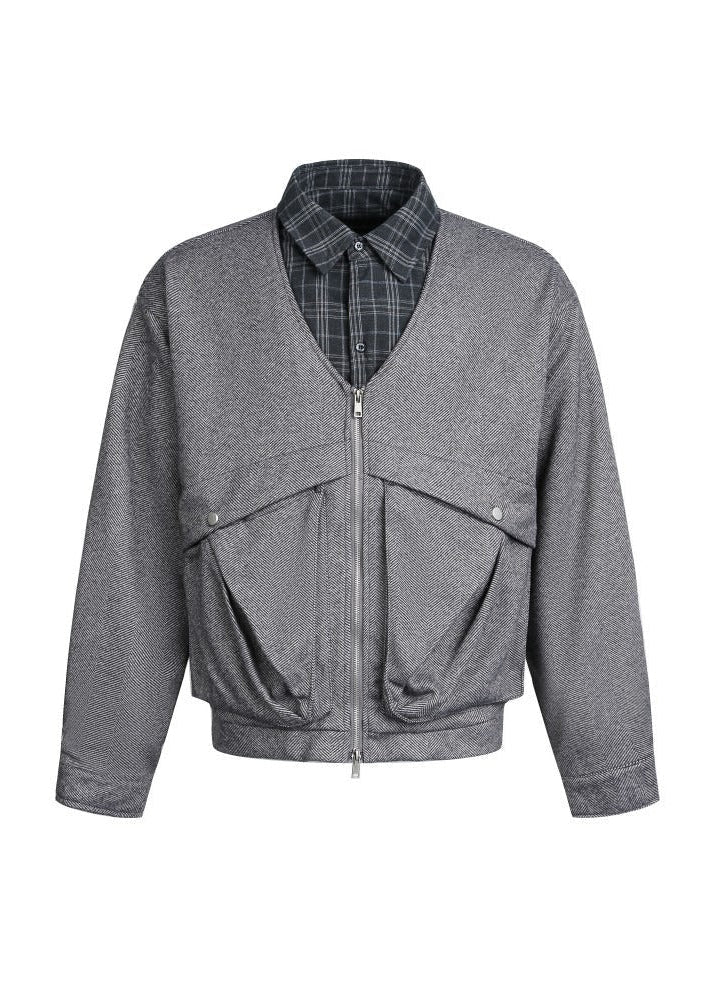 Faux V - Neck Wool Jacket - Rick Circus