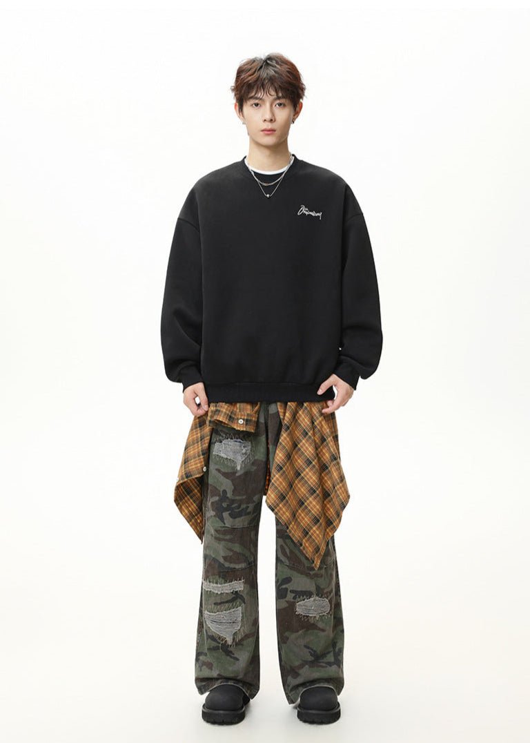 Floral Embroidery Crewneck Sweatshirt - Rick Circus