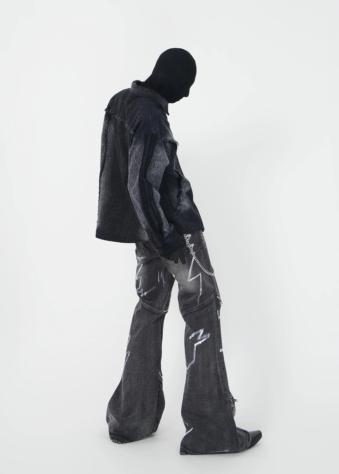 Frayed Denim Polo Sweatshirt - Rick Circus