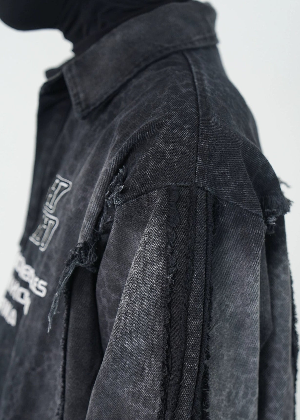 Frayed Denim Polo Sweatshirt - Rick Circus