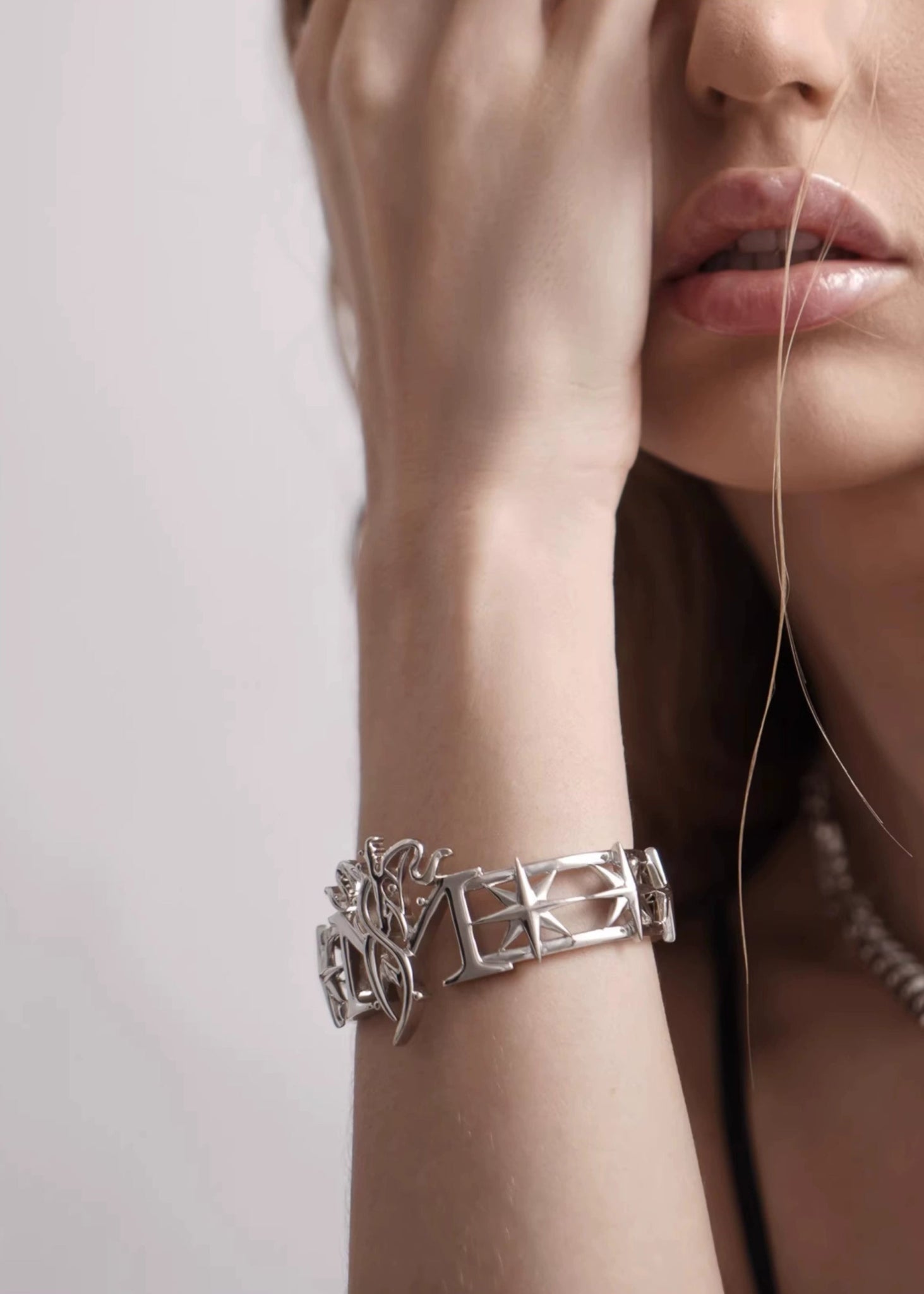 Futuristic Glossy Open Cuff Bracelet - Rick Circus