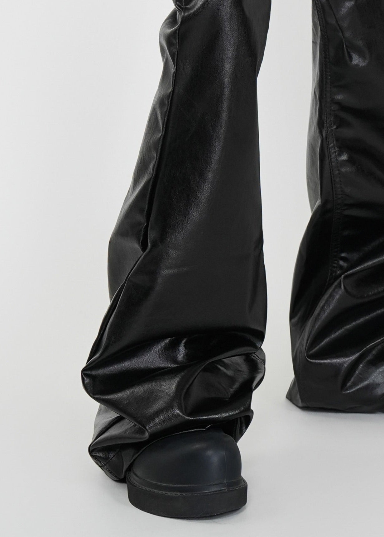 Glossy Patent Coated Flared Faux Leather Pants - Rick Circus