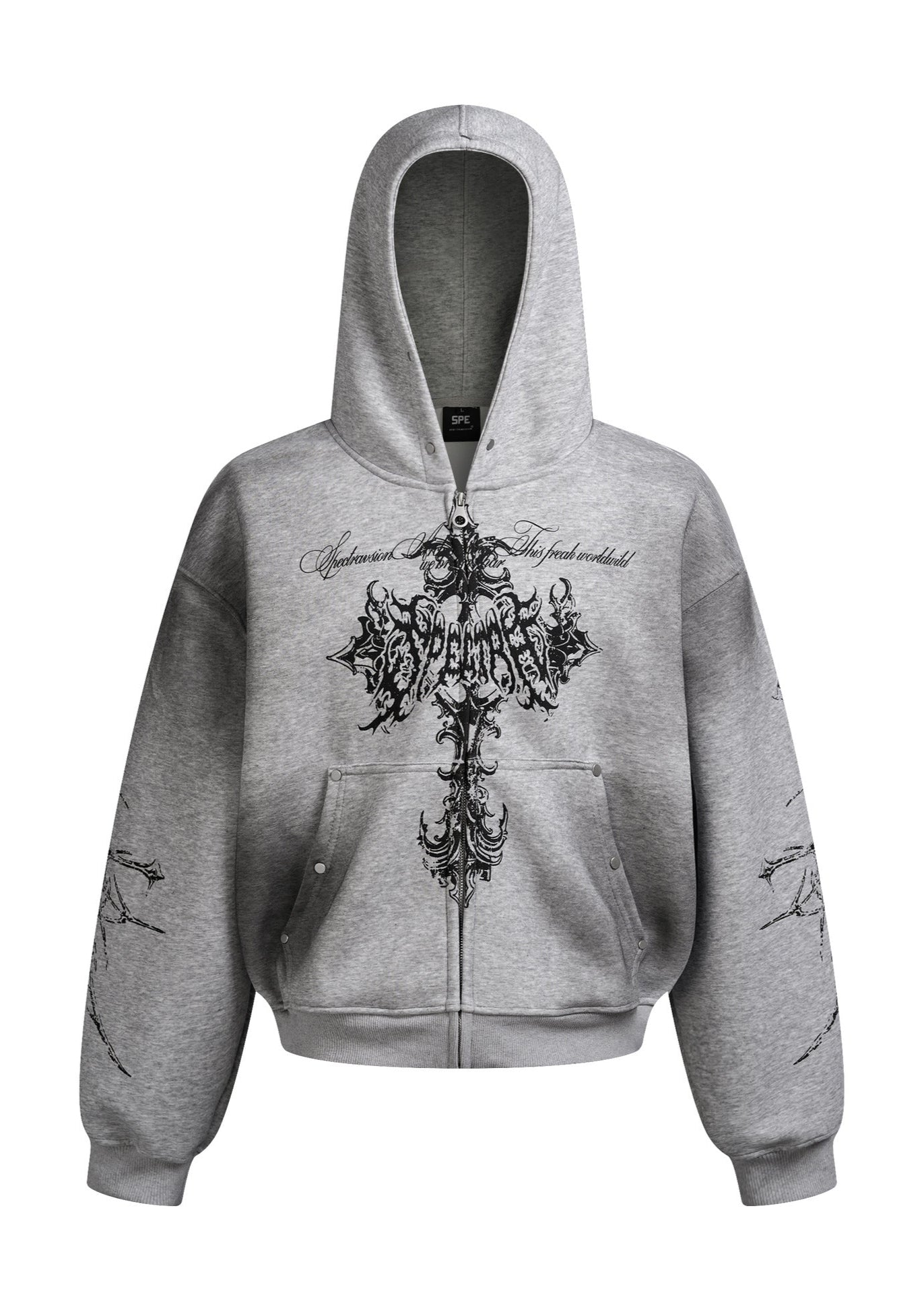 Gothic Cross Print Hoodie - Rick Circus