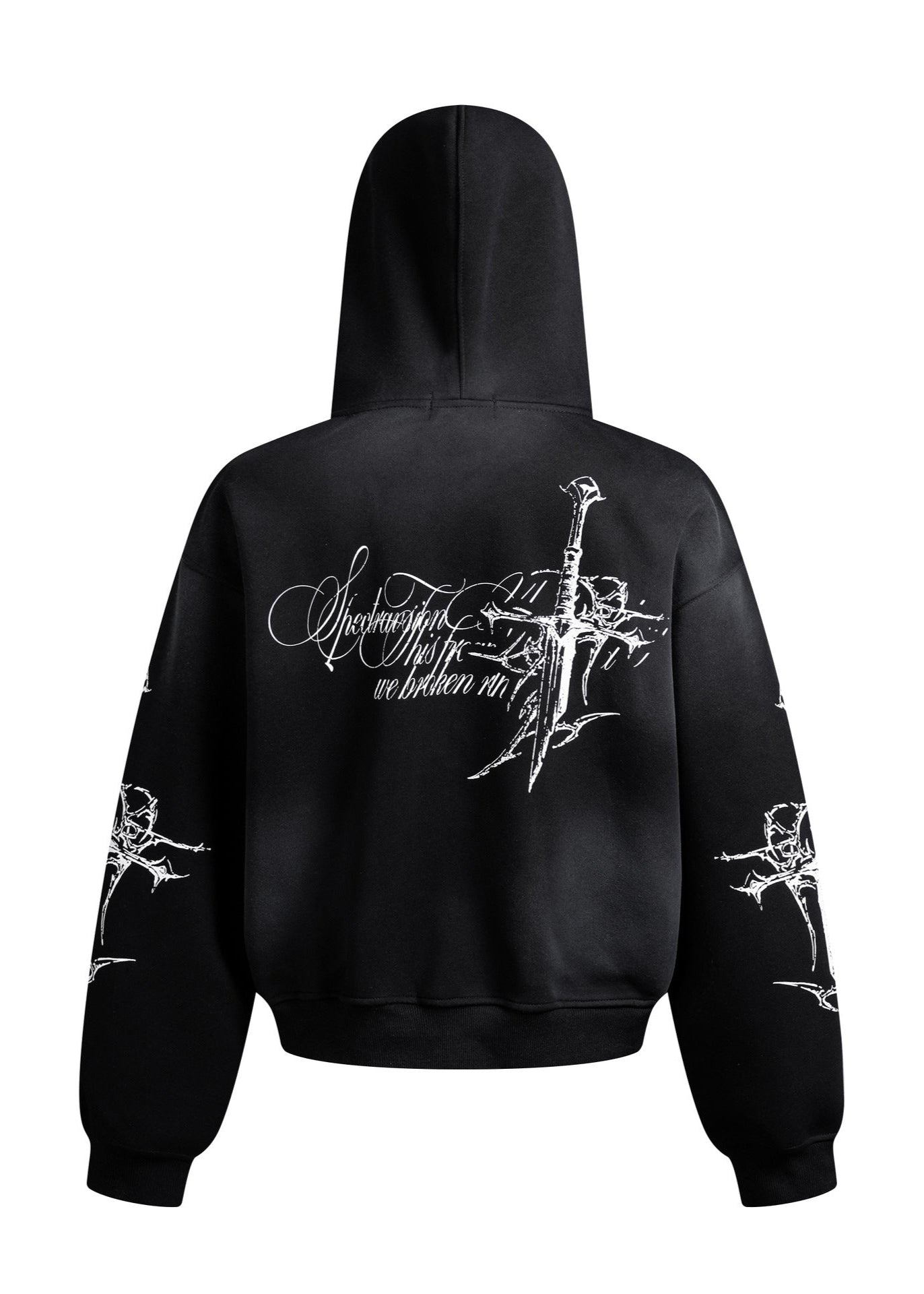 Gothic Cross Print Hoodie - Rick Circus