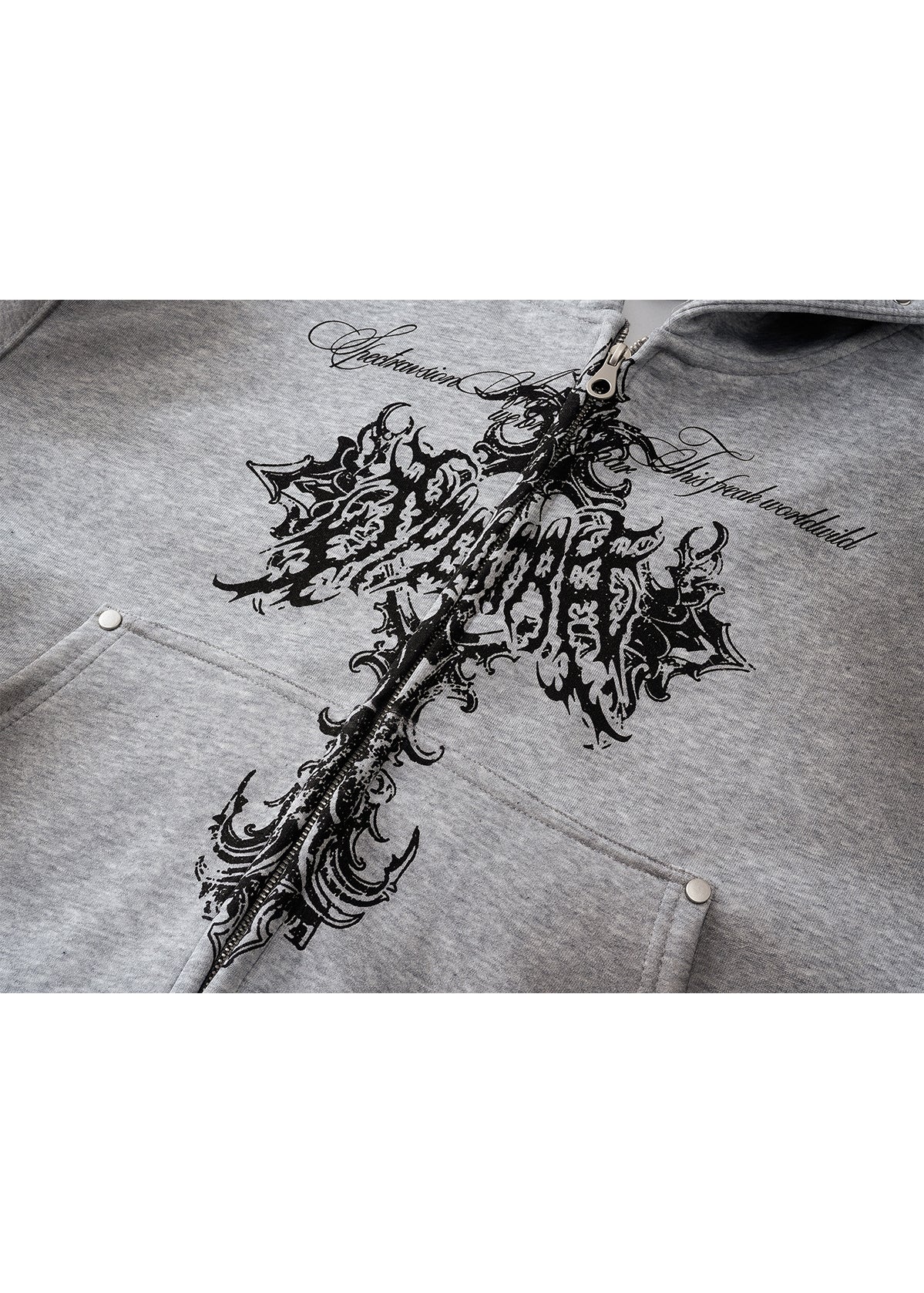 Gothic Cross Print Hoodie - Rick Circus