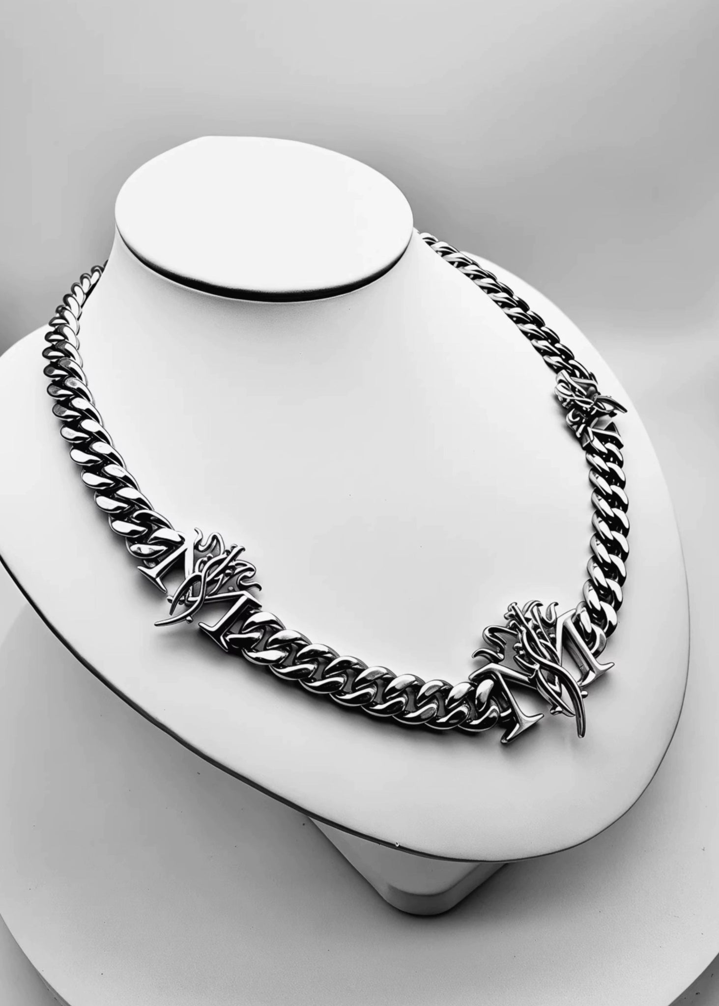 Gothic MY Letter Cuban Chain Necklace - Rick Circus