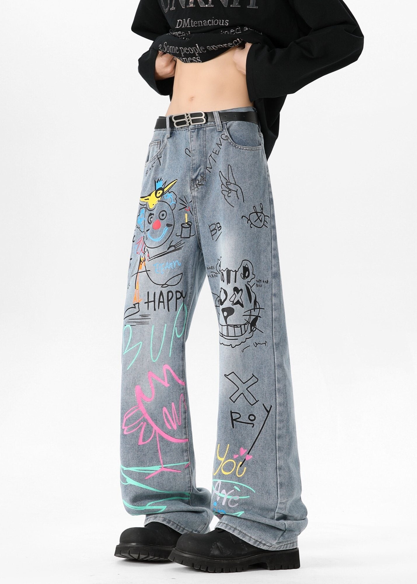 Graffiti Wide - Leg Jeans - Rick Circus