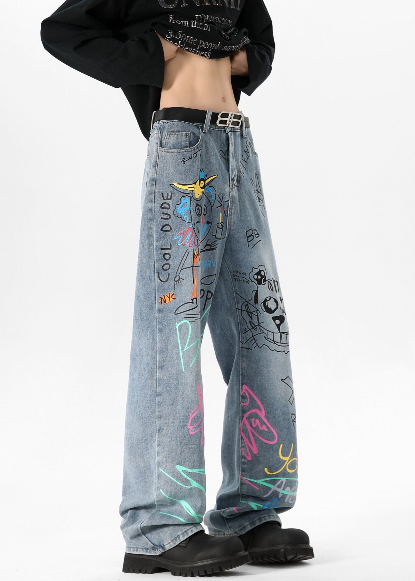 Graffiti Wide - Leg Jeans - Rick Circus