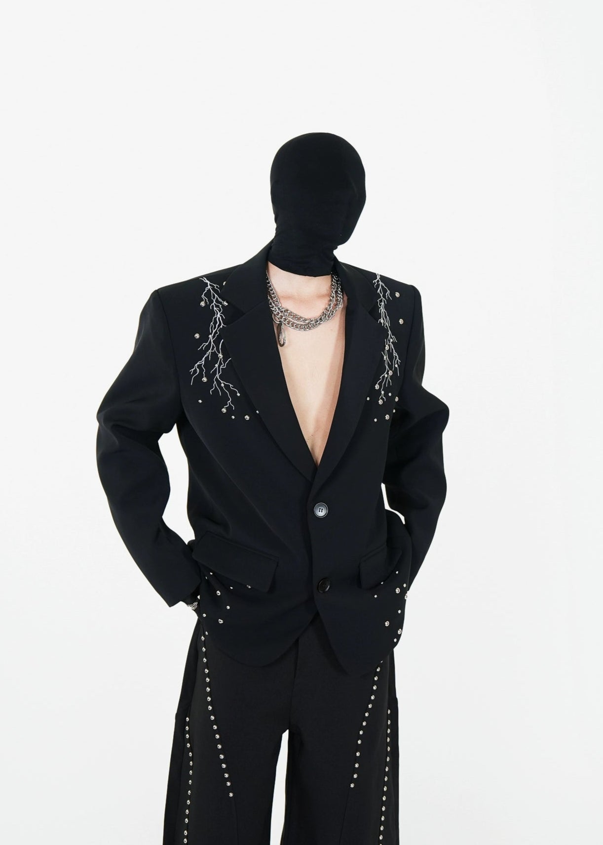 Heavy Studded Padded Shoulder Blazer - Rick Circus
