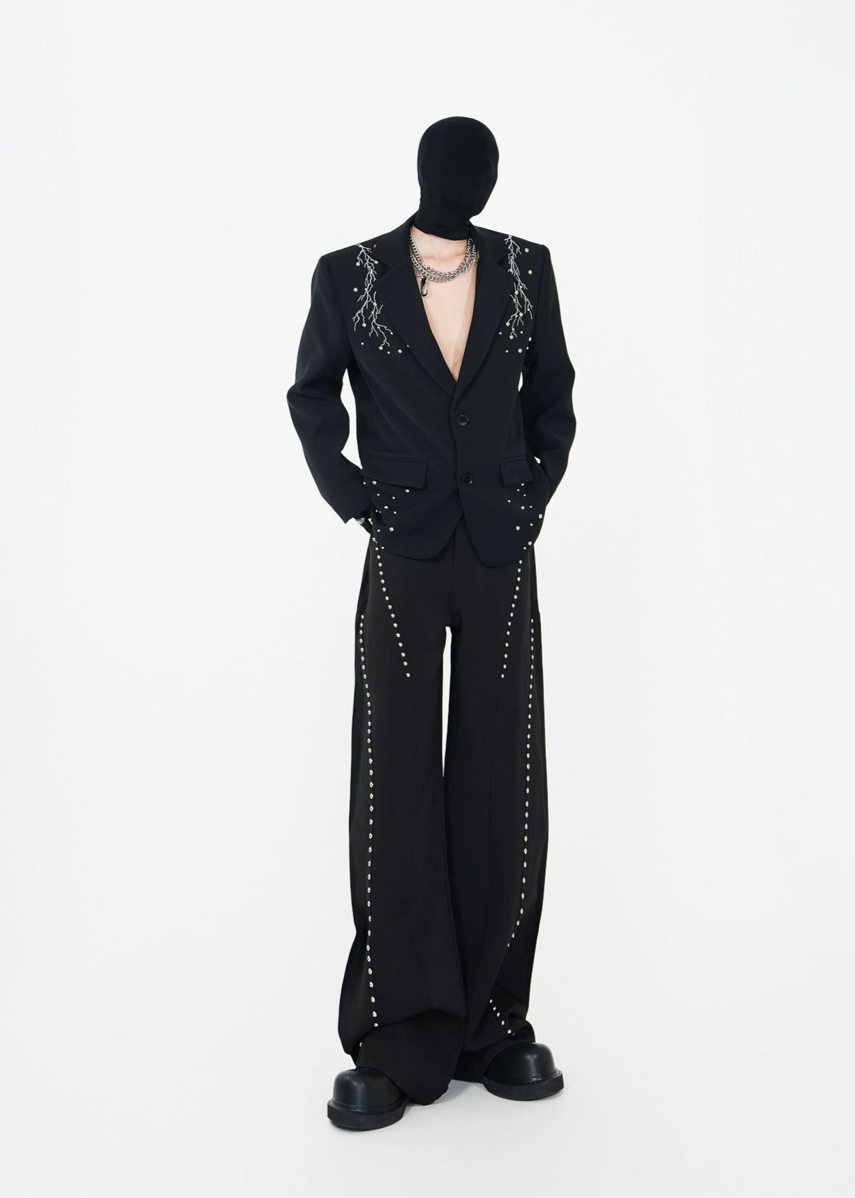Heavy Studded Padded Shoulder Blazer - Rick Circus