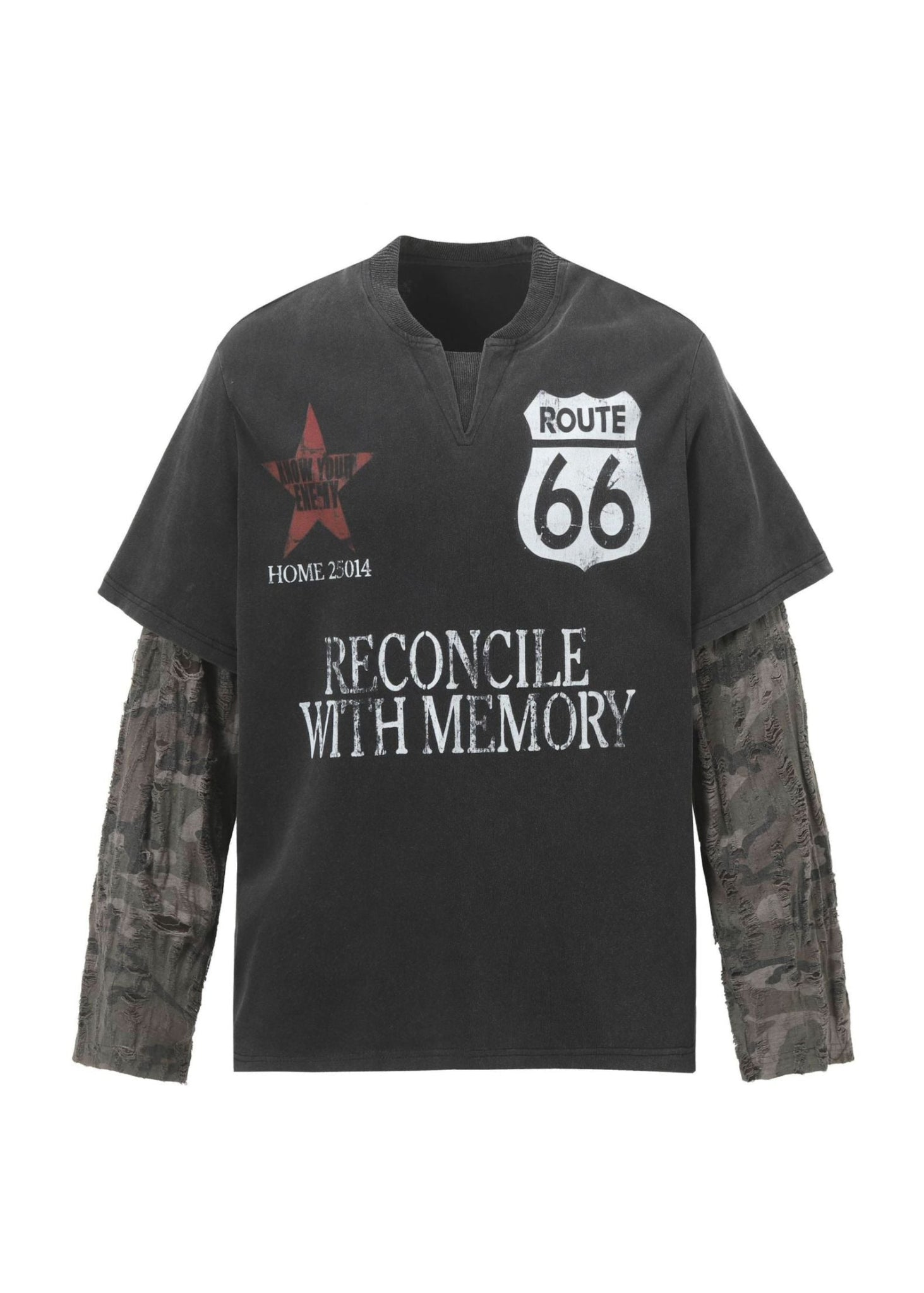 Layered Distressed Long Sleeve T-Shirt - Rick Circus