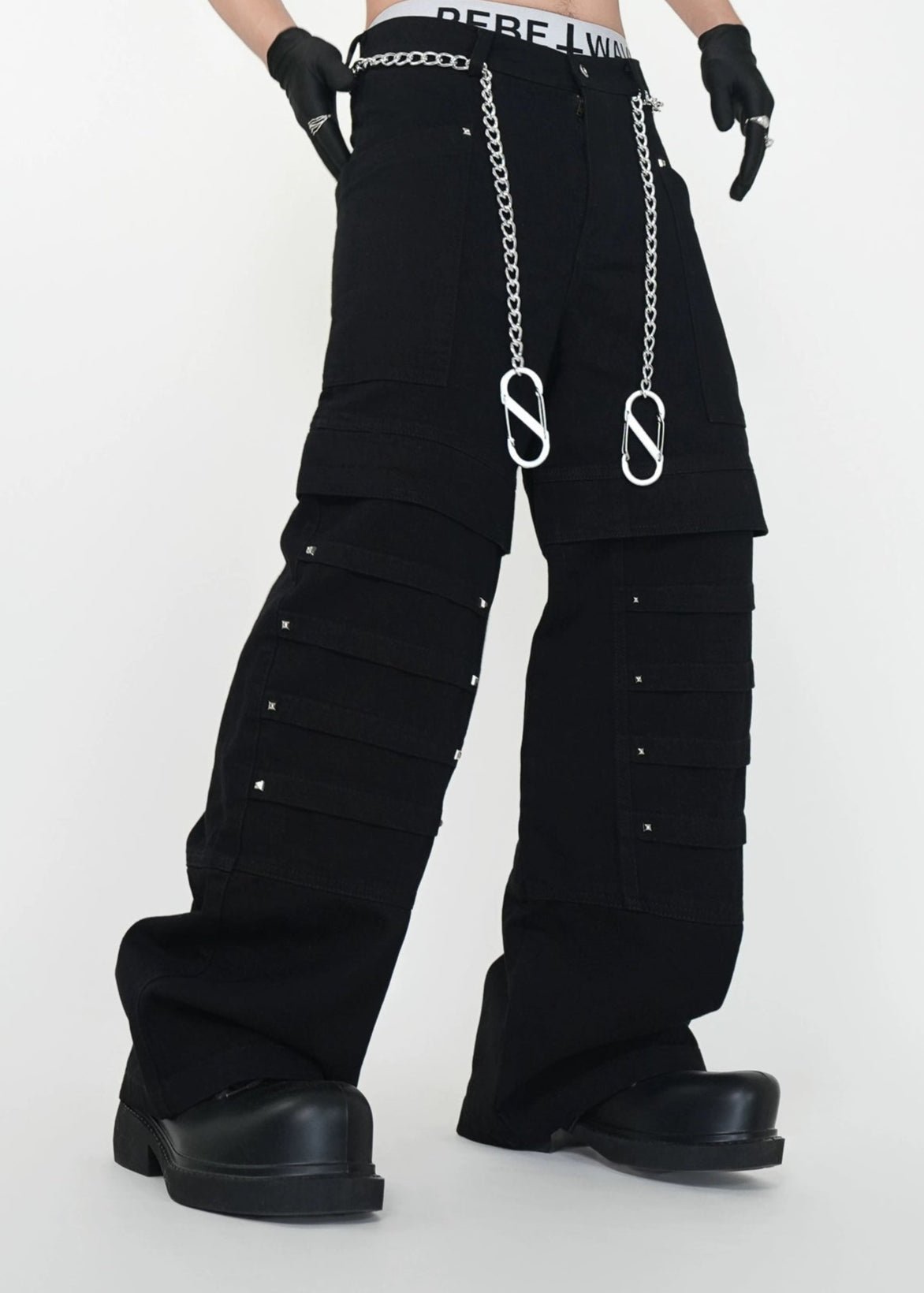 Layered Punk Wide - Leg Cargo Pants - Rick Circus