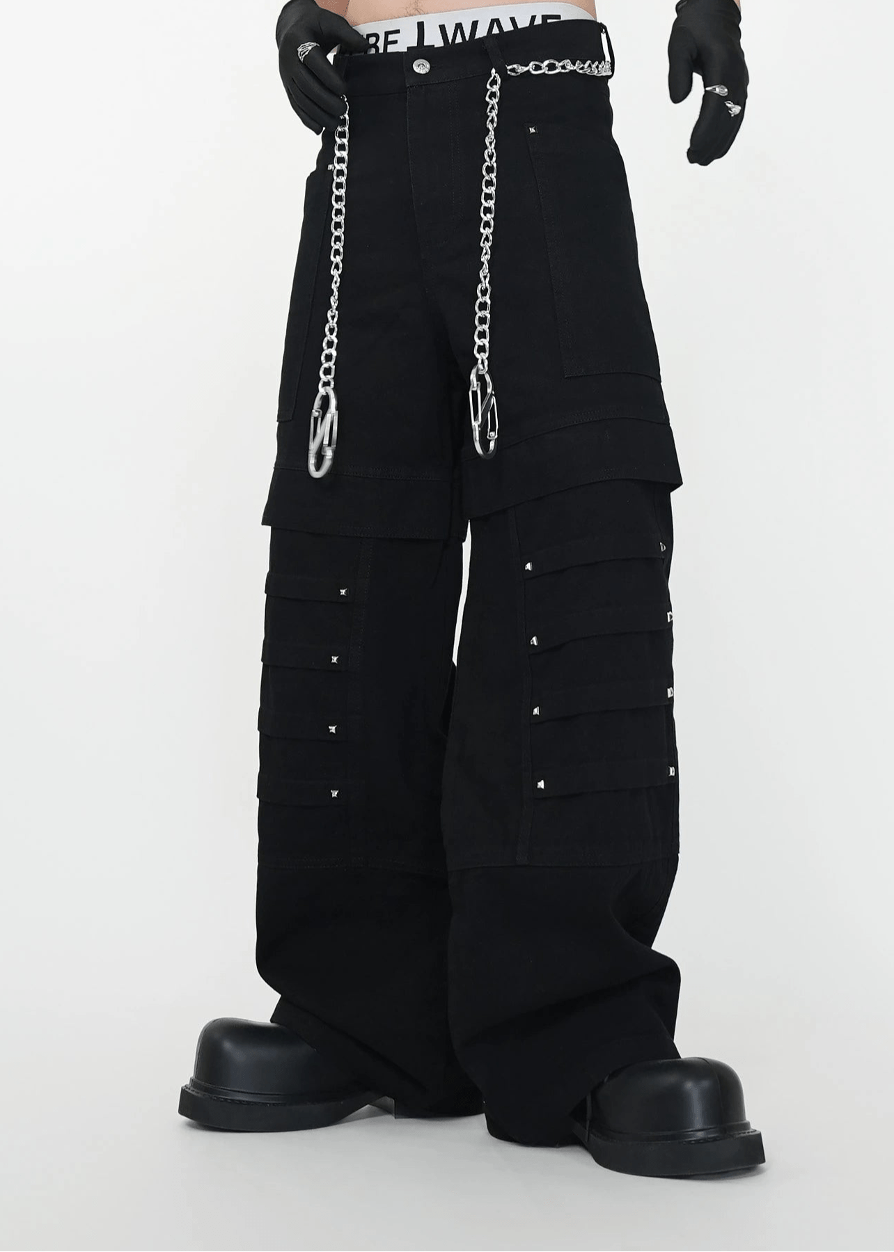 Layered Punk Wide - Leg Cargo Pants - Rick Circus
