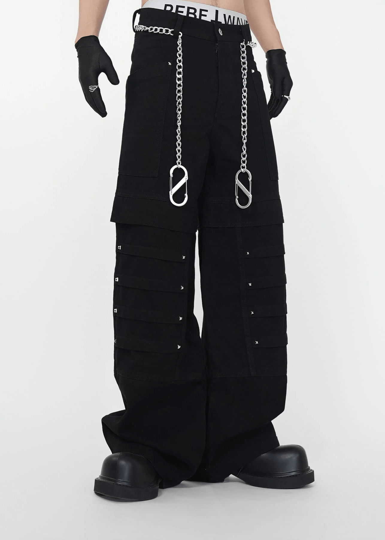 Layered Punk Wide - Leg Cargo Pants - Rick Circus