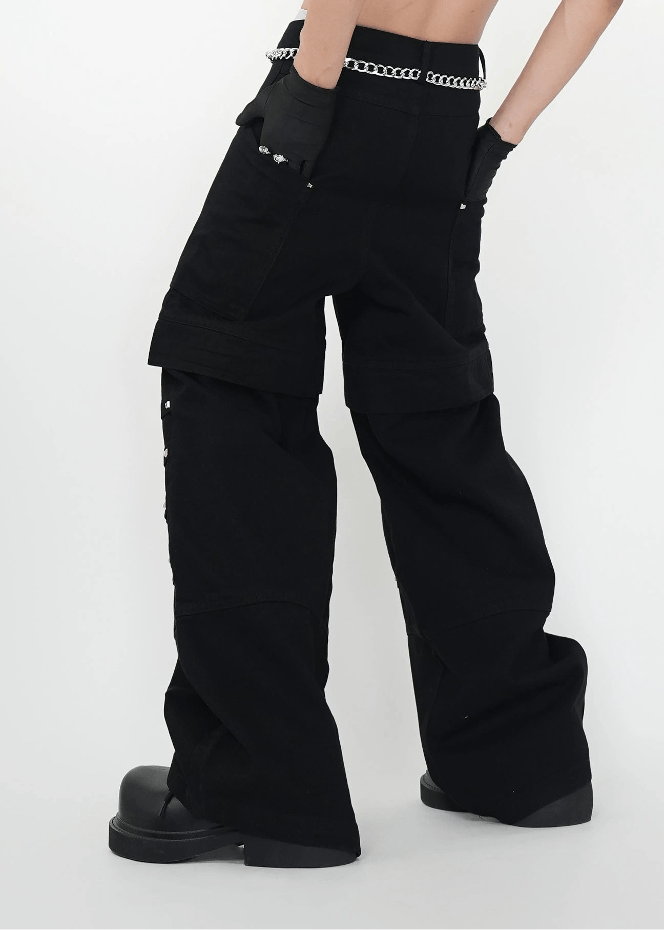 Layered Punk Wide - Leg Cargo Pants - Rick Circus