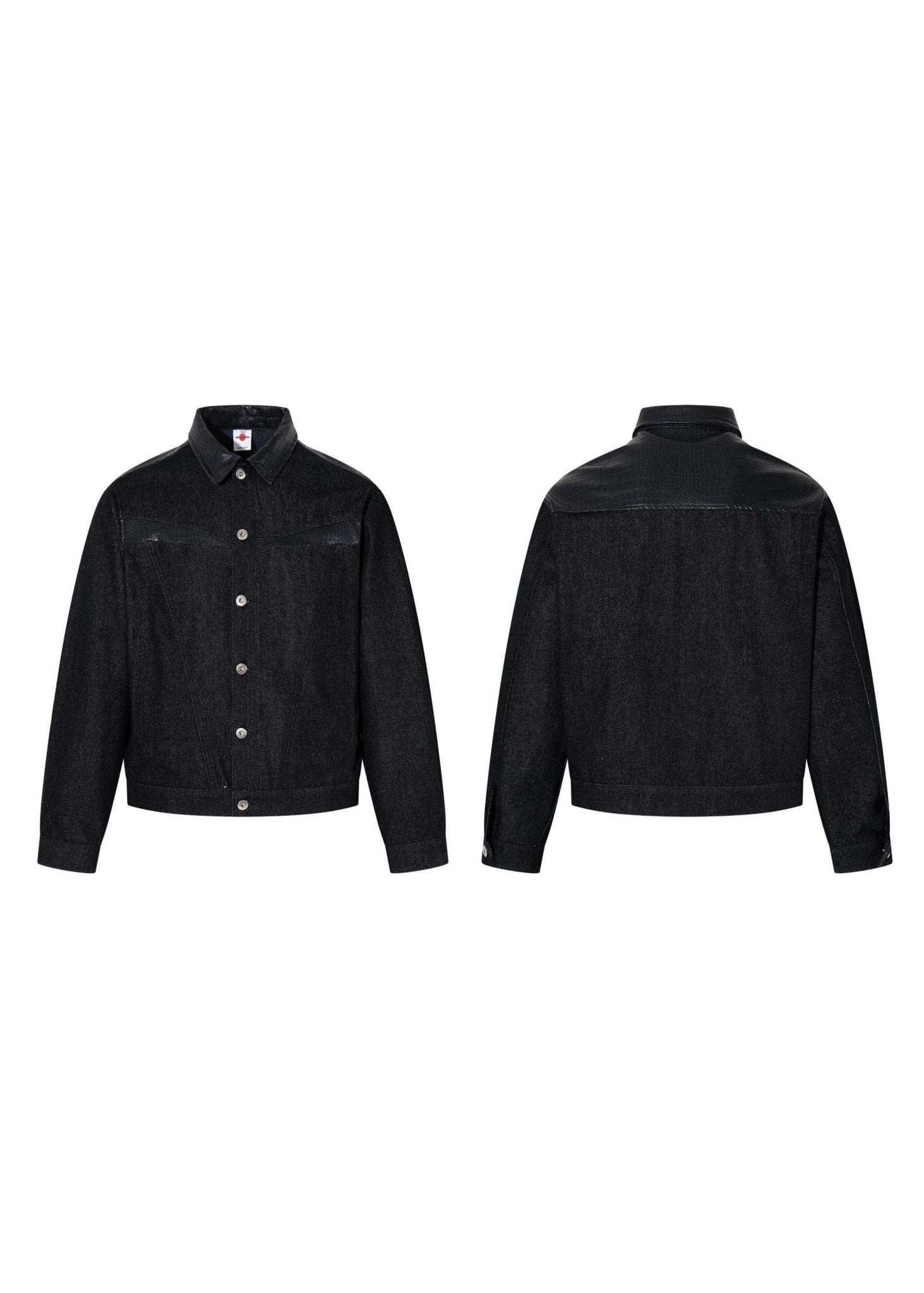 Leather Panel Denim Jacket - Rick Circus