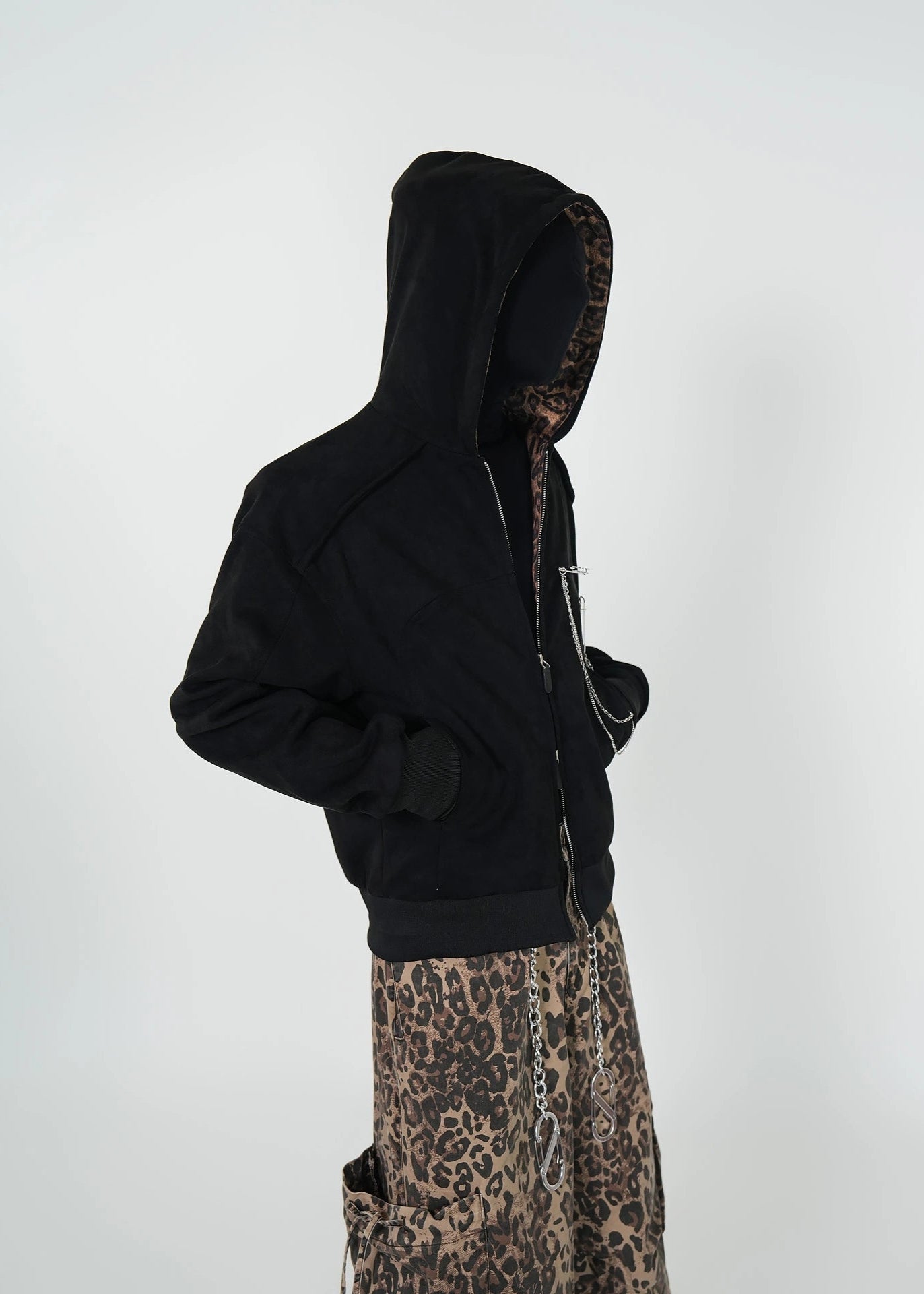 Leopard Lined Double - Zip Hooded Jacket - Rick Circus