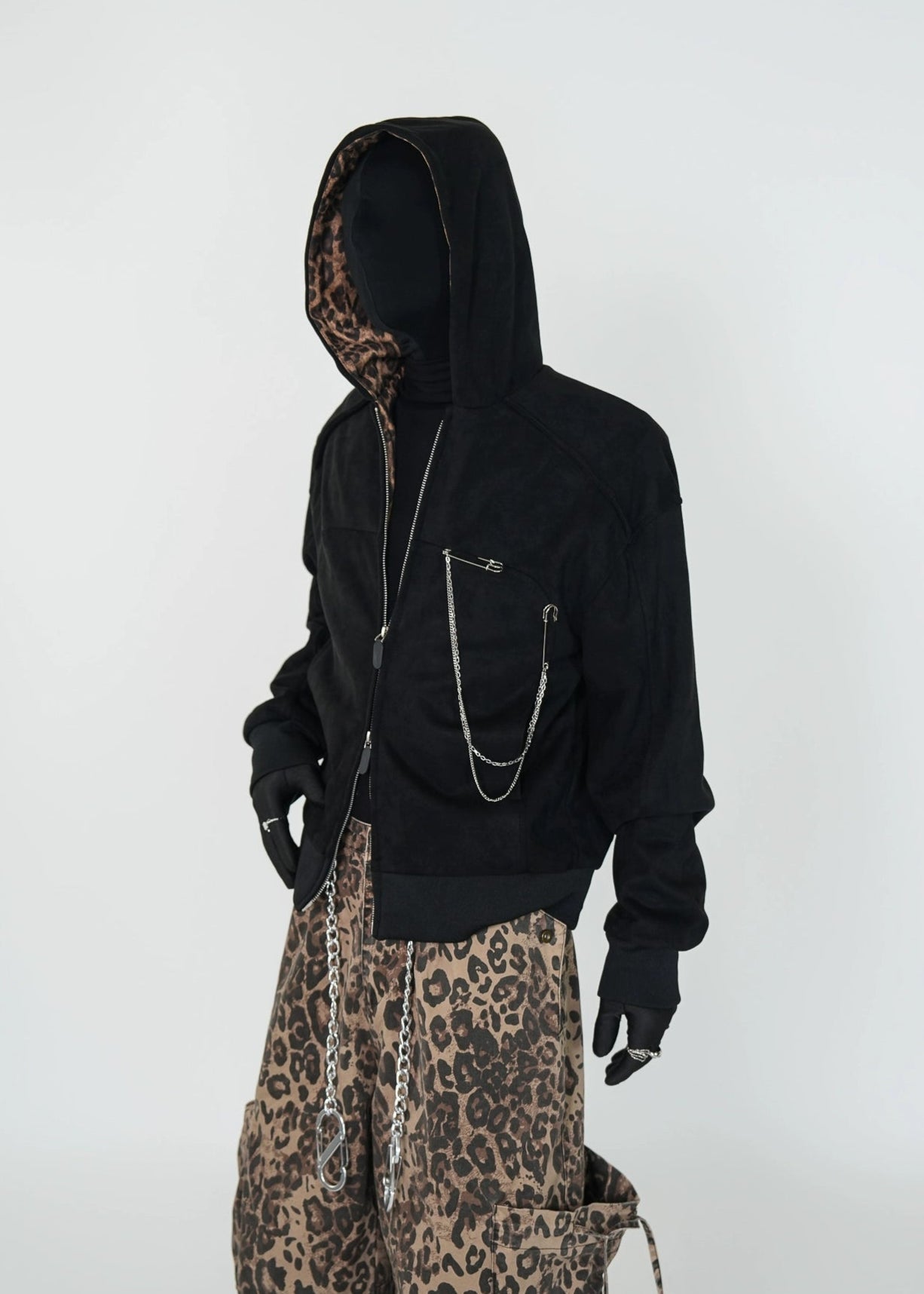Leopard Lined Double - Zip Hooded Jacket - Rick Circus