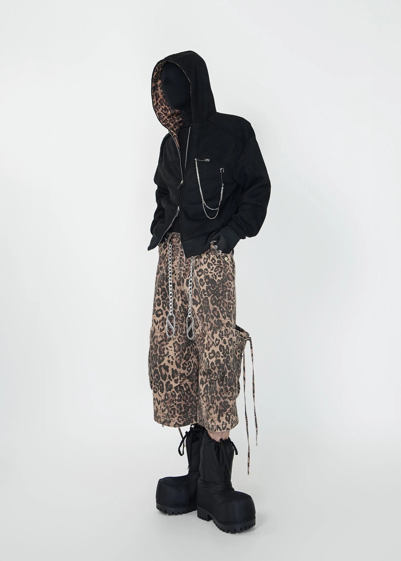 Leopard Lined Double - Zip Hooded Jacket - Rick Circus