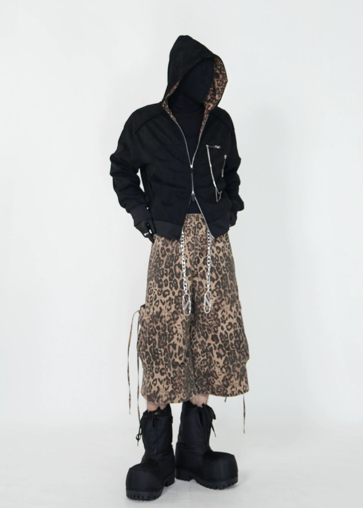 Leopard Lined Double - Zip Hooded Jacket - Rick Circus