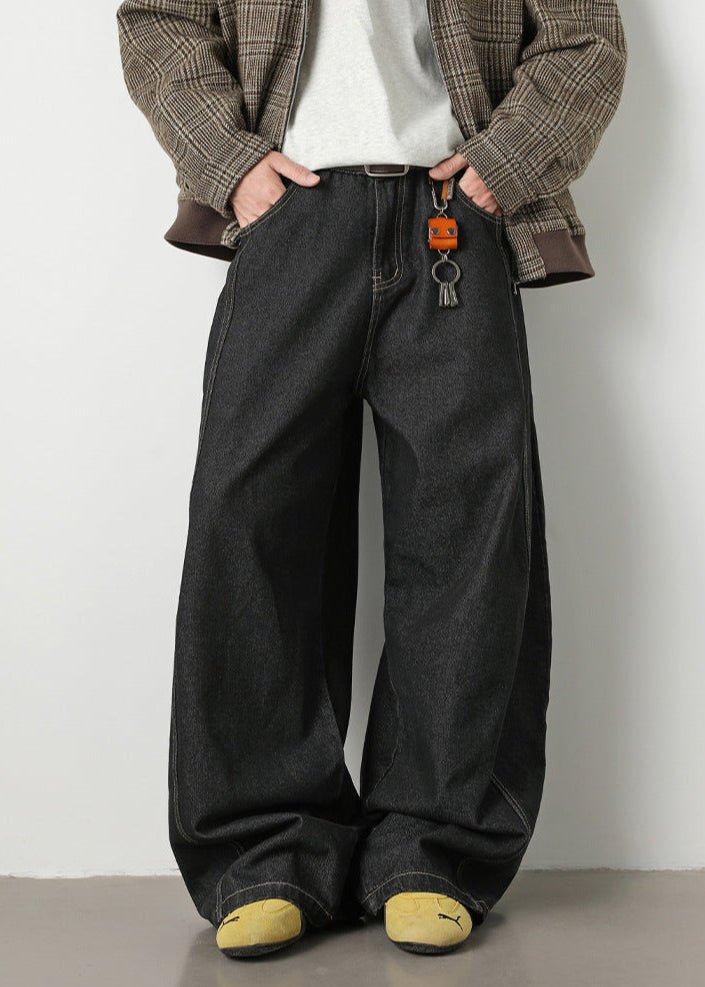 Loose Dark Denim Wide - Leg Jeans - Rick Circus