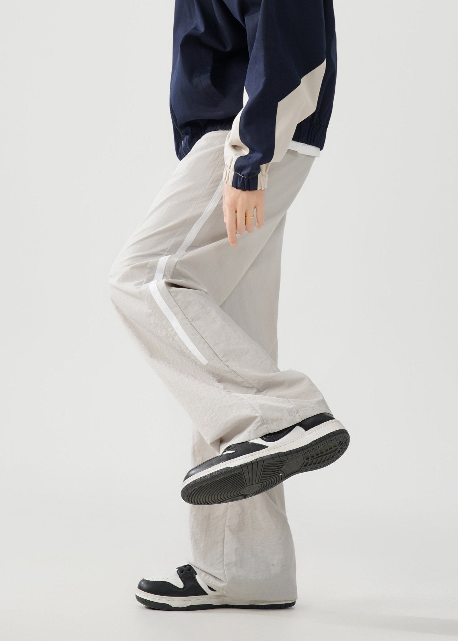 Loose Fit Wide - Leg Sweatpants with Contrast Stripes - Rick Circus