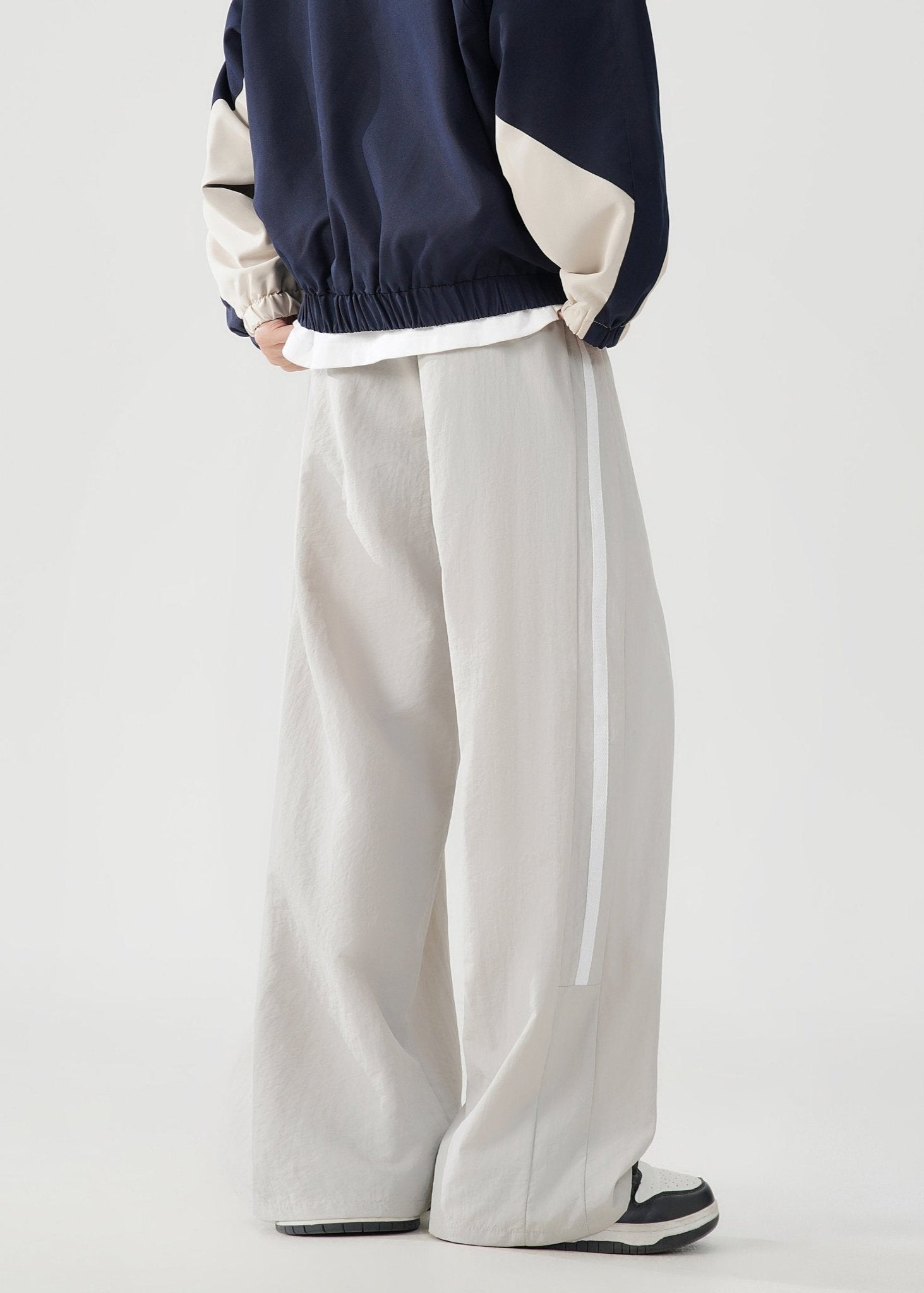 Loose Fit Wide - Leg Sweatpants with Contrast Stripes - Rick Circus