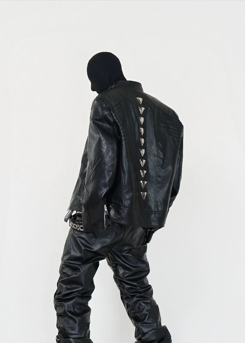 Metal Spine PU Leather Jacket - Rick Circus