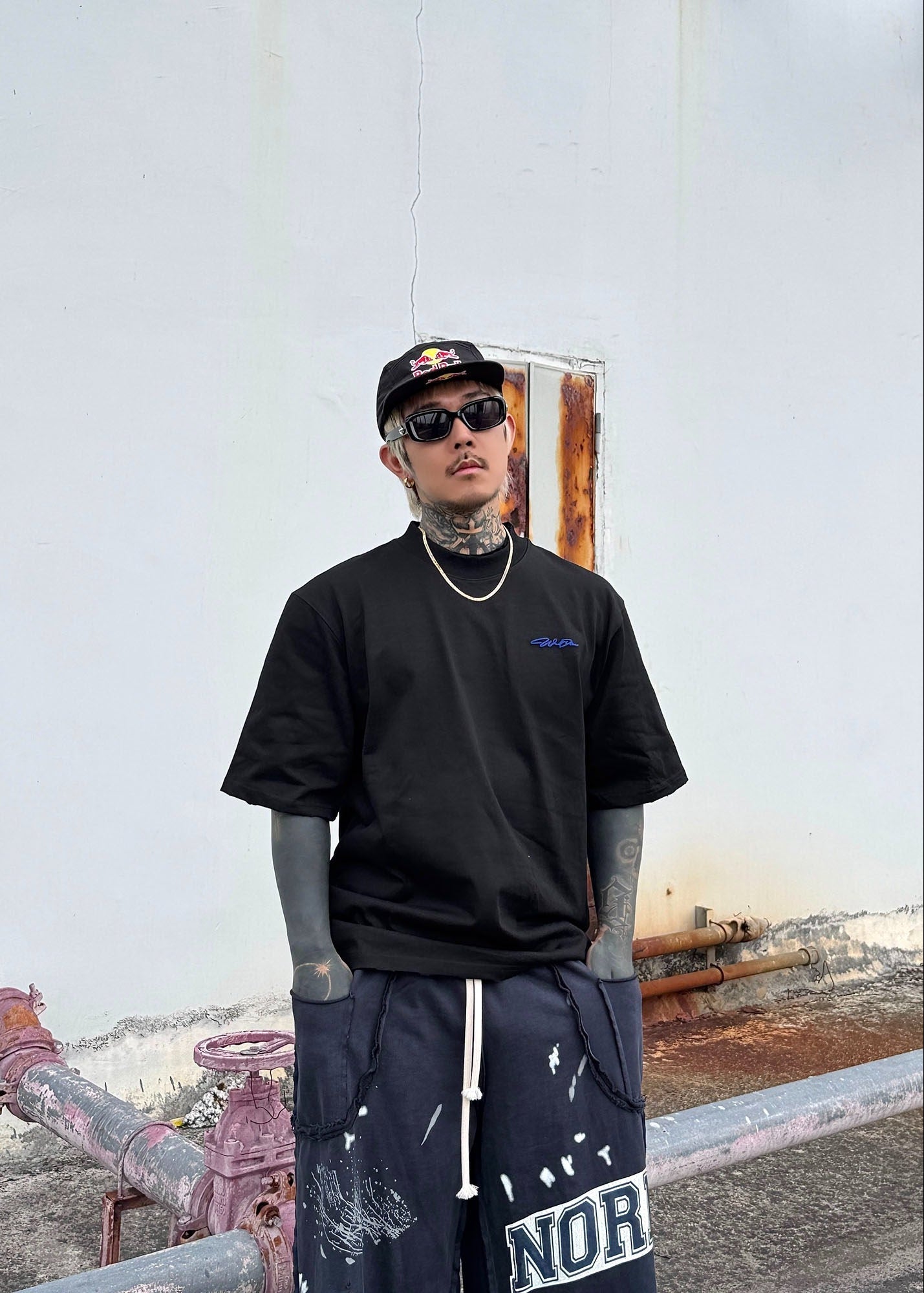 Minimal Embroidery Cotton Tee - Rick Circus