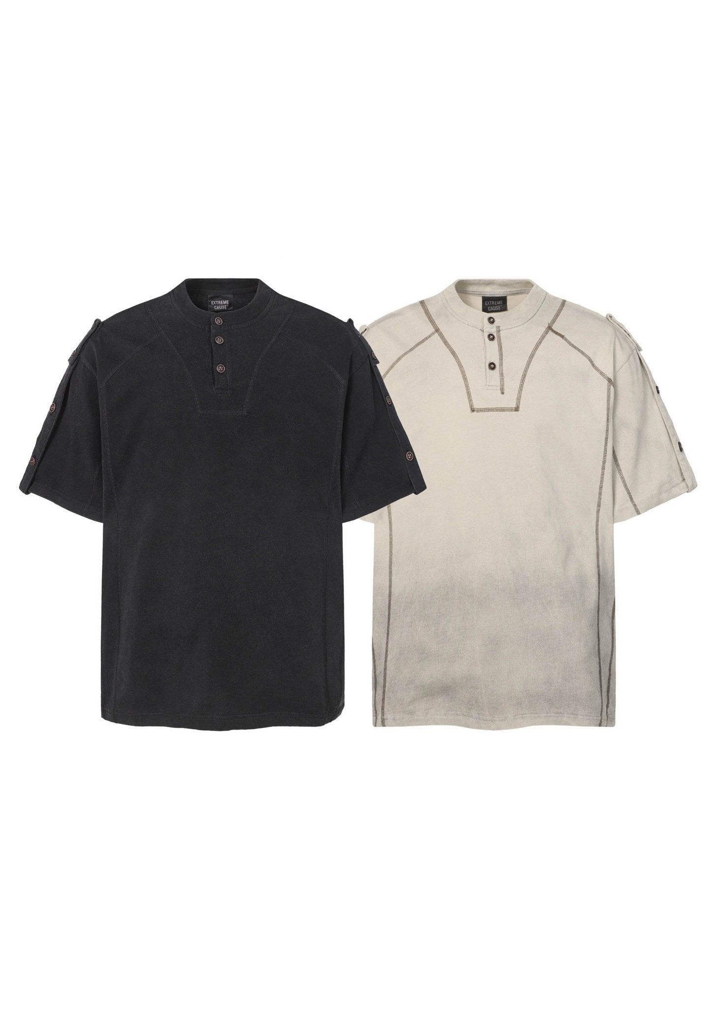 Minimal Streetwear Button Neck Tee - Rick Circus