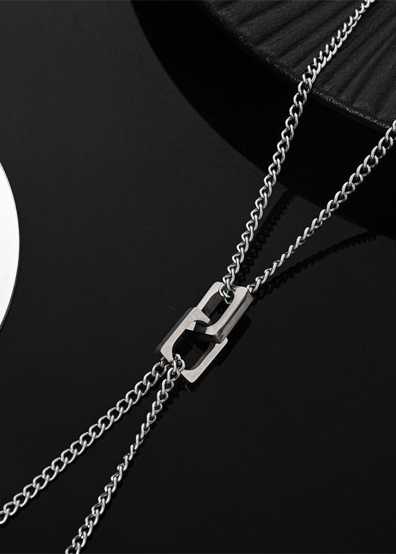 Minimalist Clasp Pendant Double Layer Chain Necklace - Rick Circus