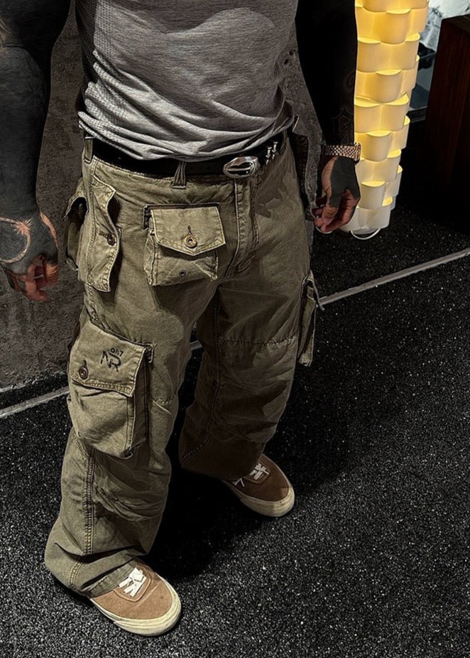 Multi - Pocket Paratrooper Washed Cargo Pants - Rick Circus