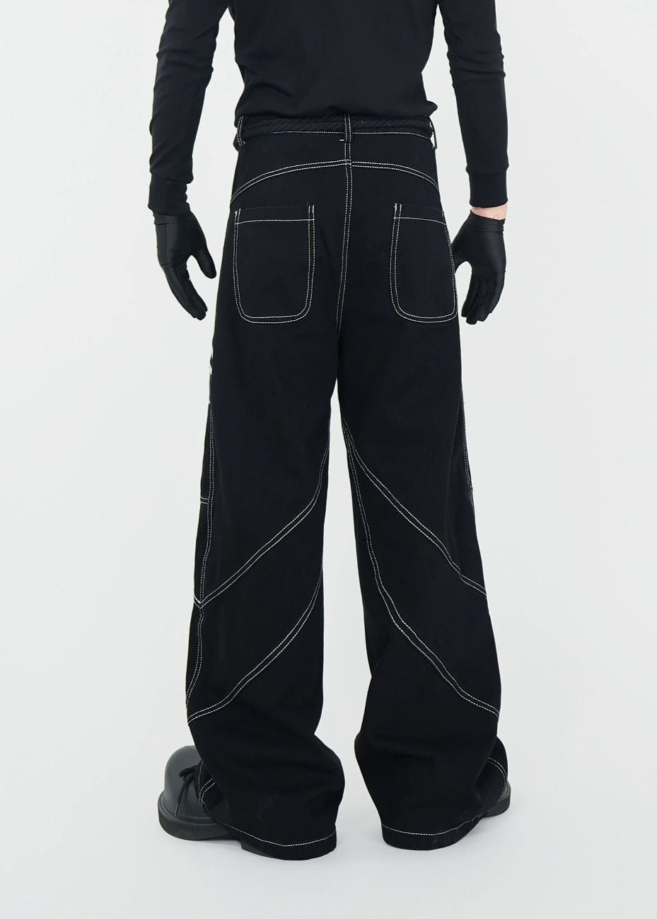 Oversized Embroidery Wide - Leg Jeans - Rick Circus