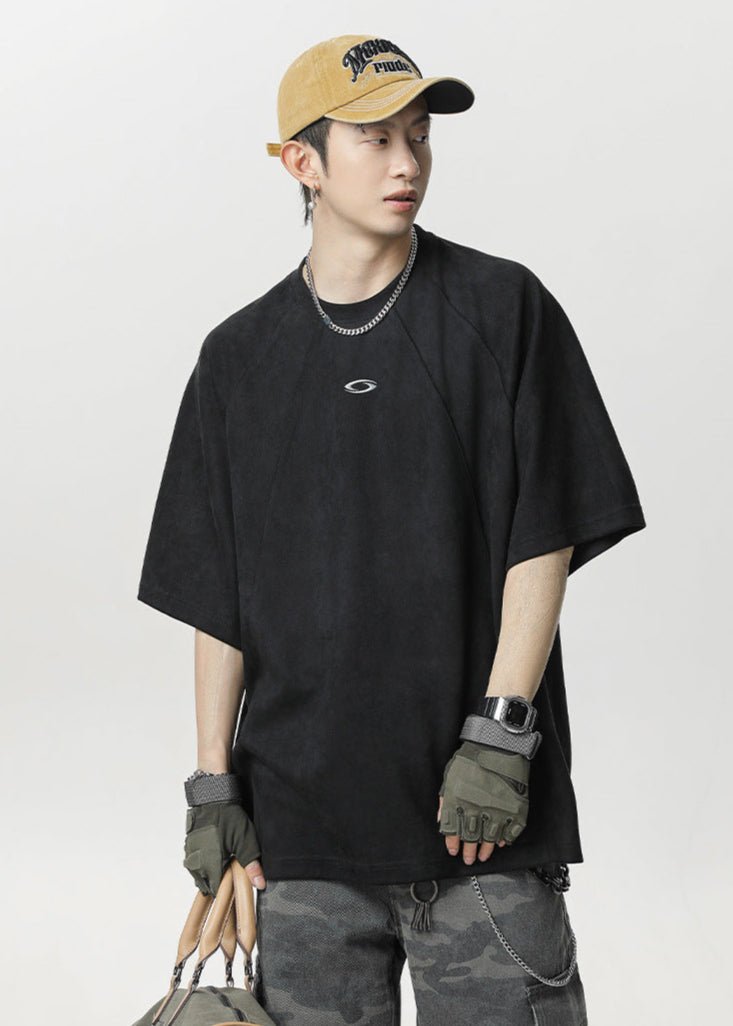 Oversized Faux Suede Raglan T-Shirt - Rick Circus