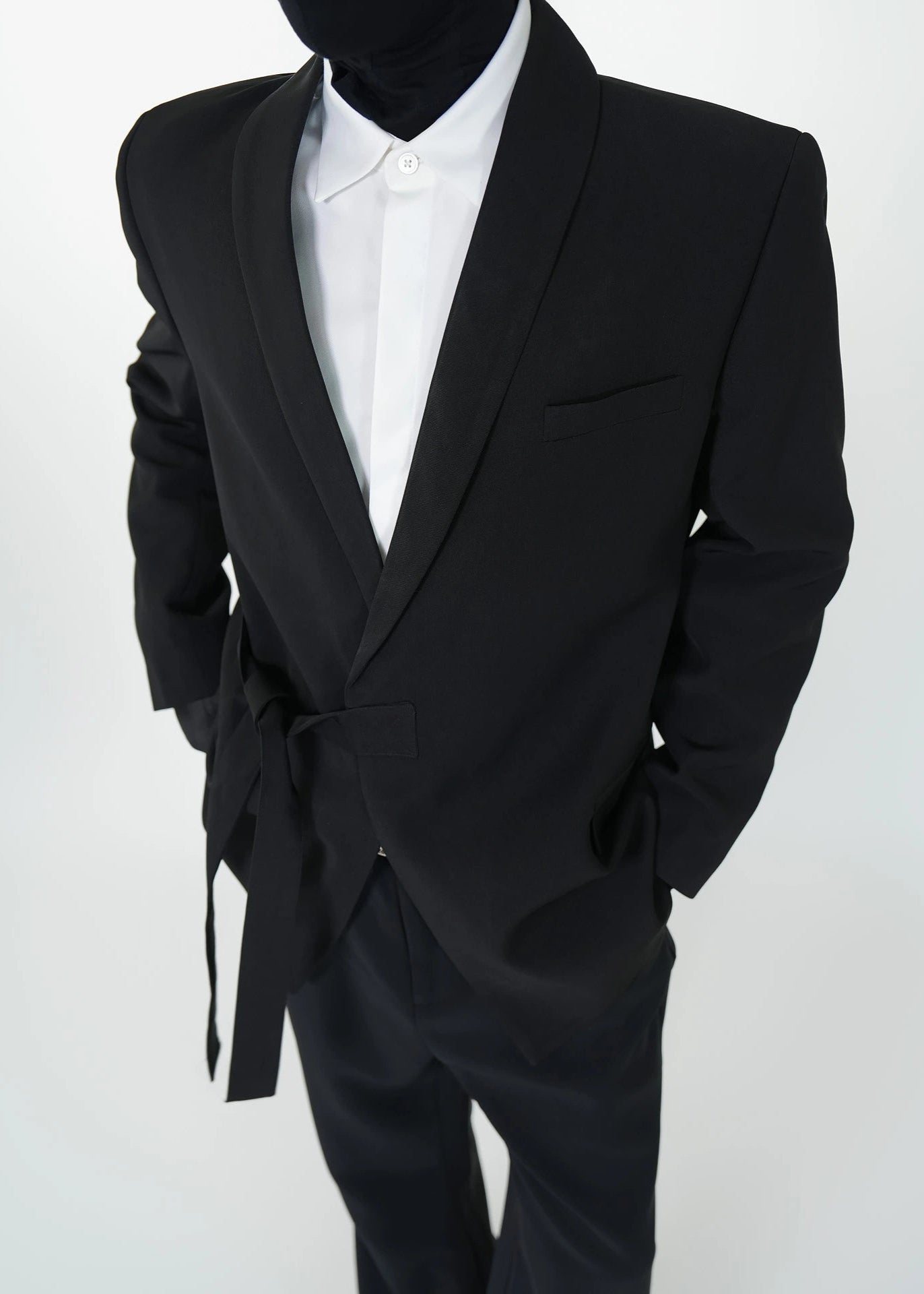Padded Shoulder Blazer with Belted Waist - Rick Circus