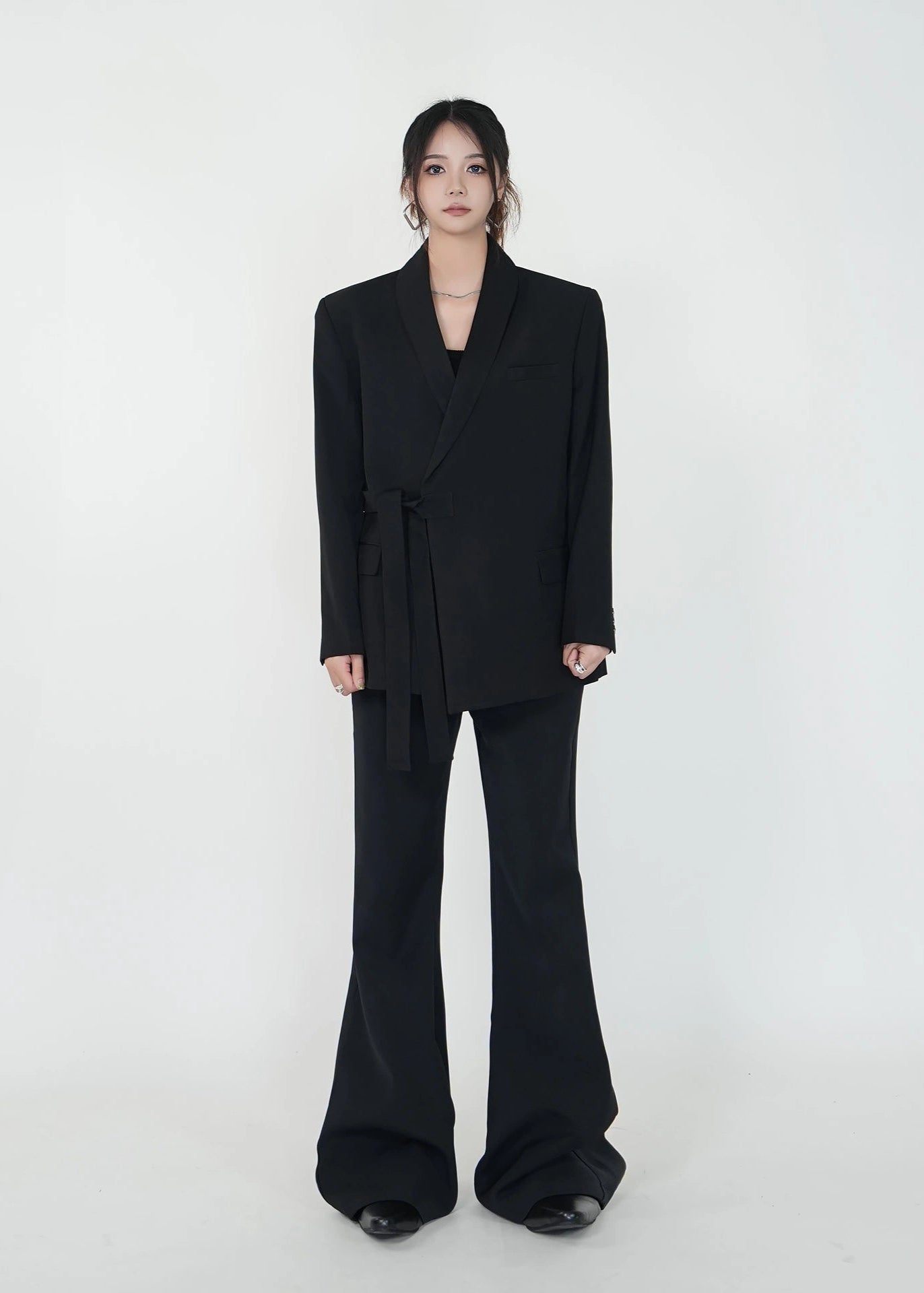 Padded Shoulder Blazer with Belted Waist - Rick Circus