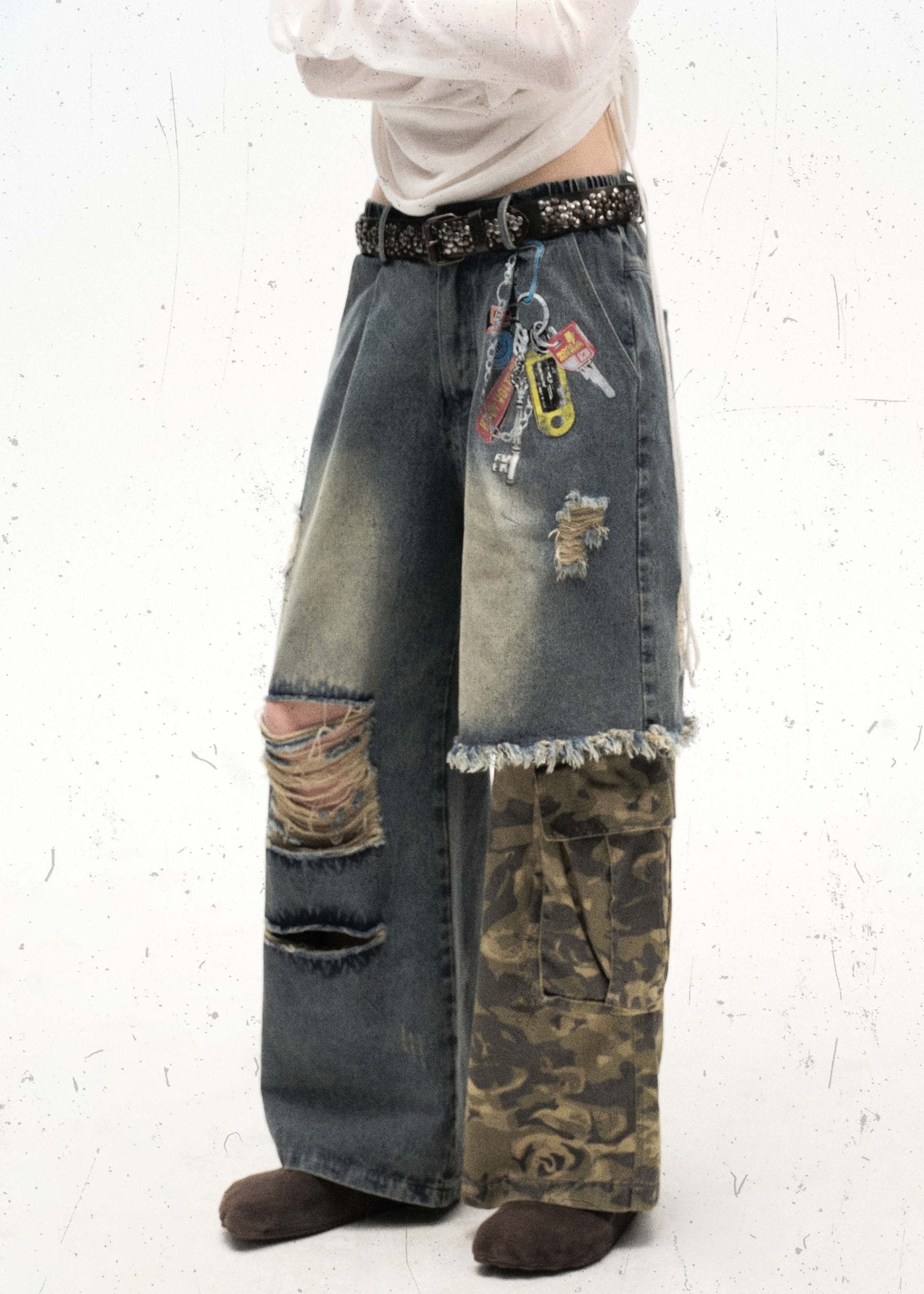 Patchwork Camo - Denim Cargo Jeans - Rick Circus