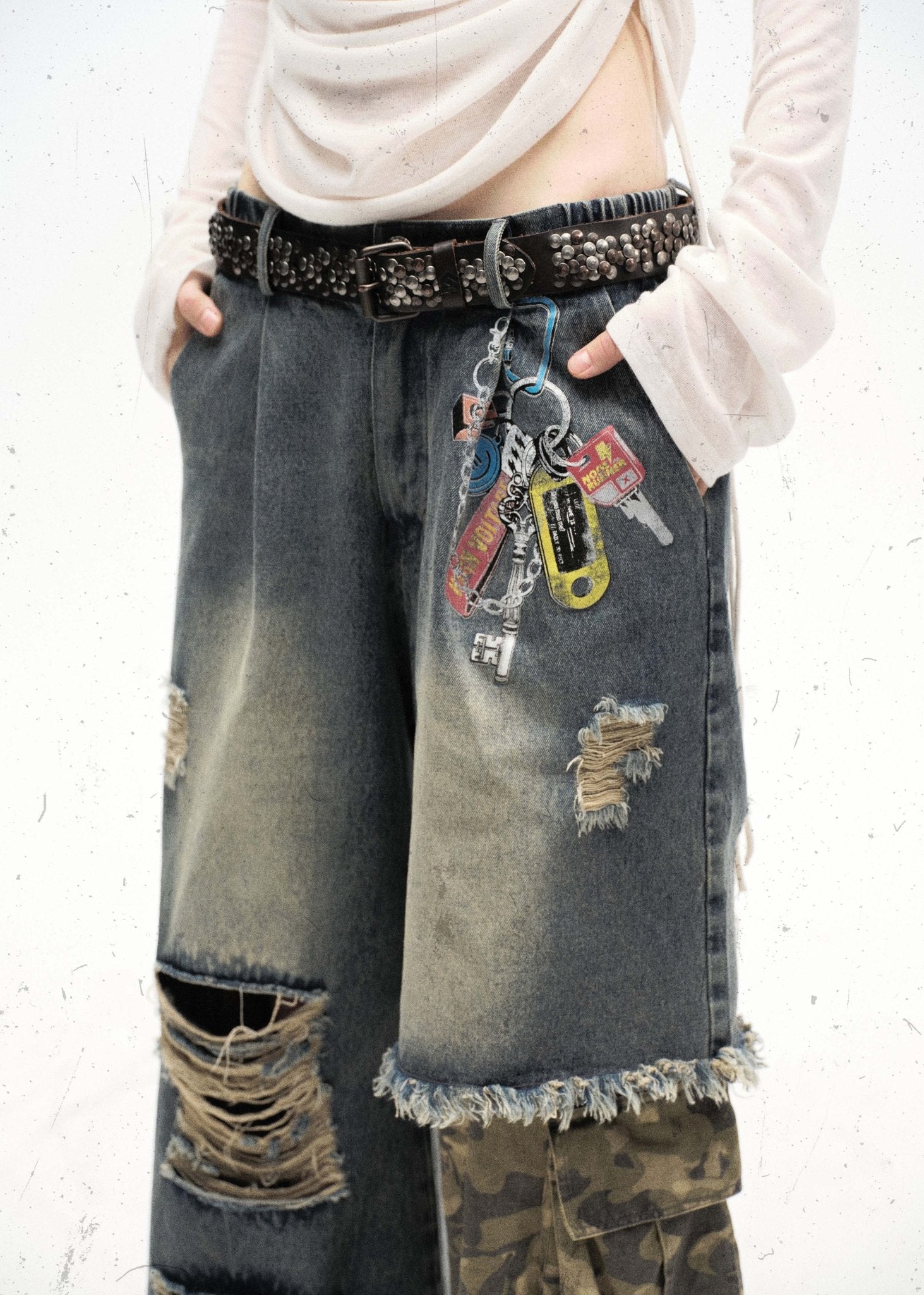Patchwork Camo - Denim Cargo Jeans - Rick Circus