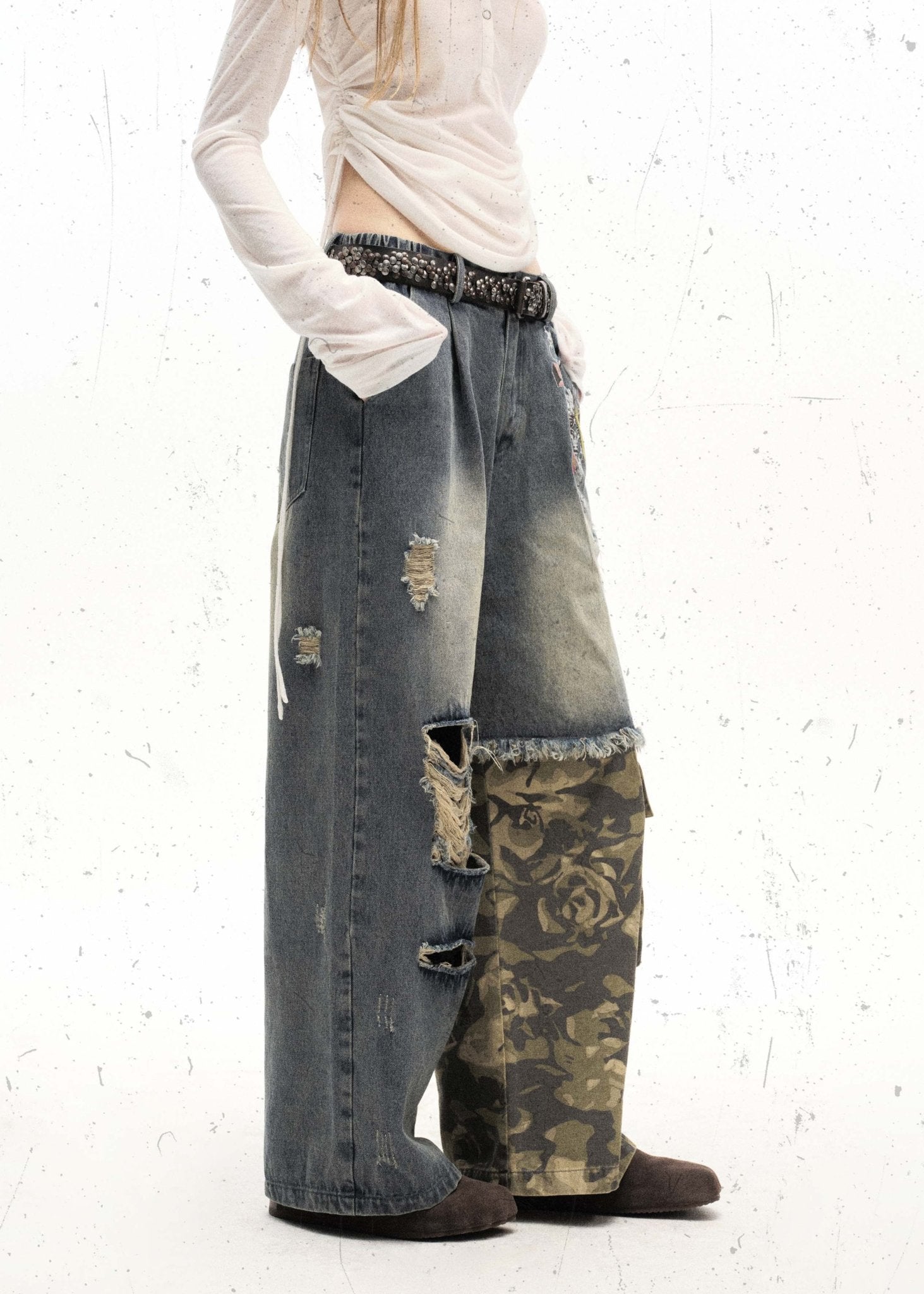 Patchwork Camo - Denim Cargo Jeans - Rick Circus
