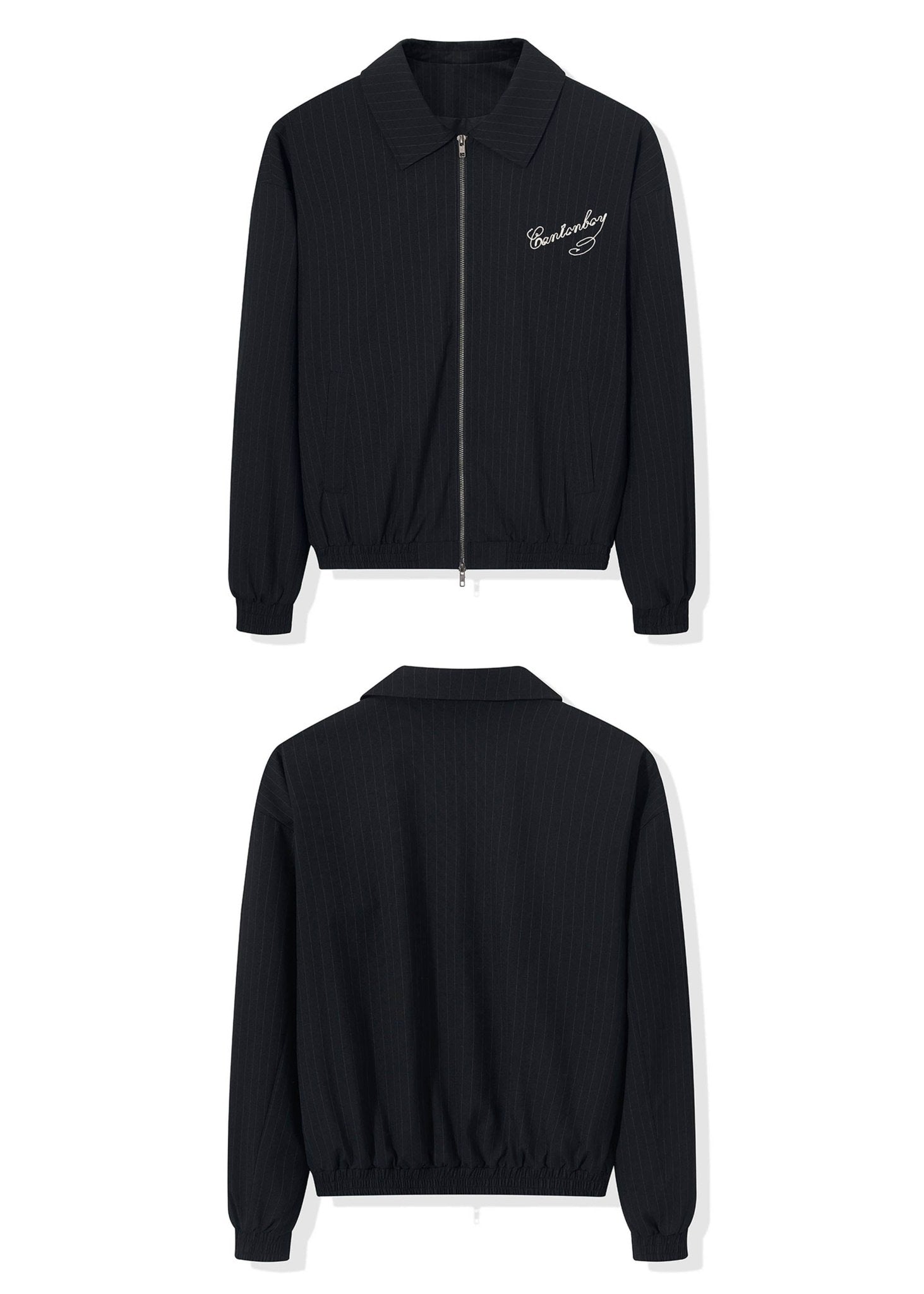 Pinstripe Embroidered Clean - Fit Varsity Jacket - Rick Circus