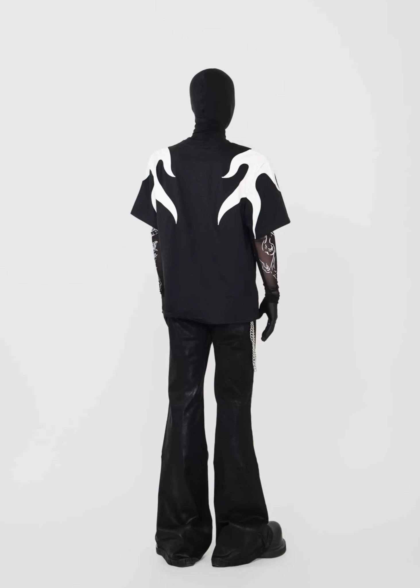 PU Flame Patchwork Embroidered Racing T-Shirt - Rick Circus