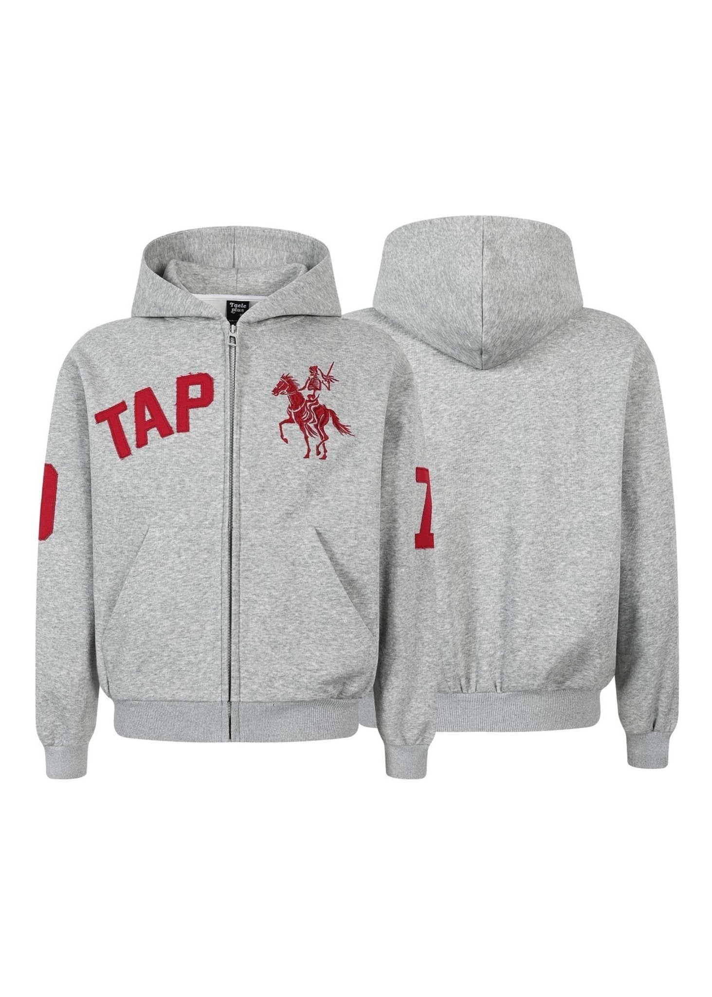 Retro Applique Embroidered Zip Hoodie - Rick Circus