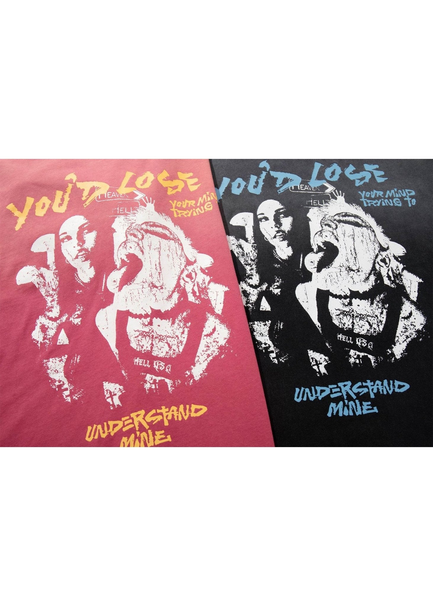 Rock Style Street Punk Washed Graphic T-Shirt - Rick Circus